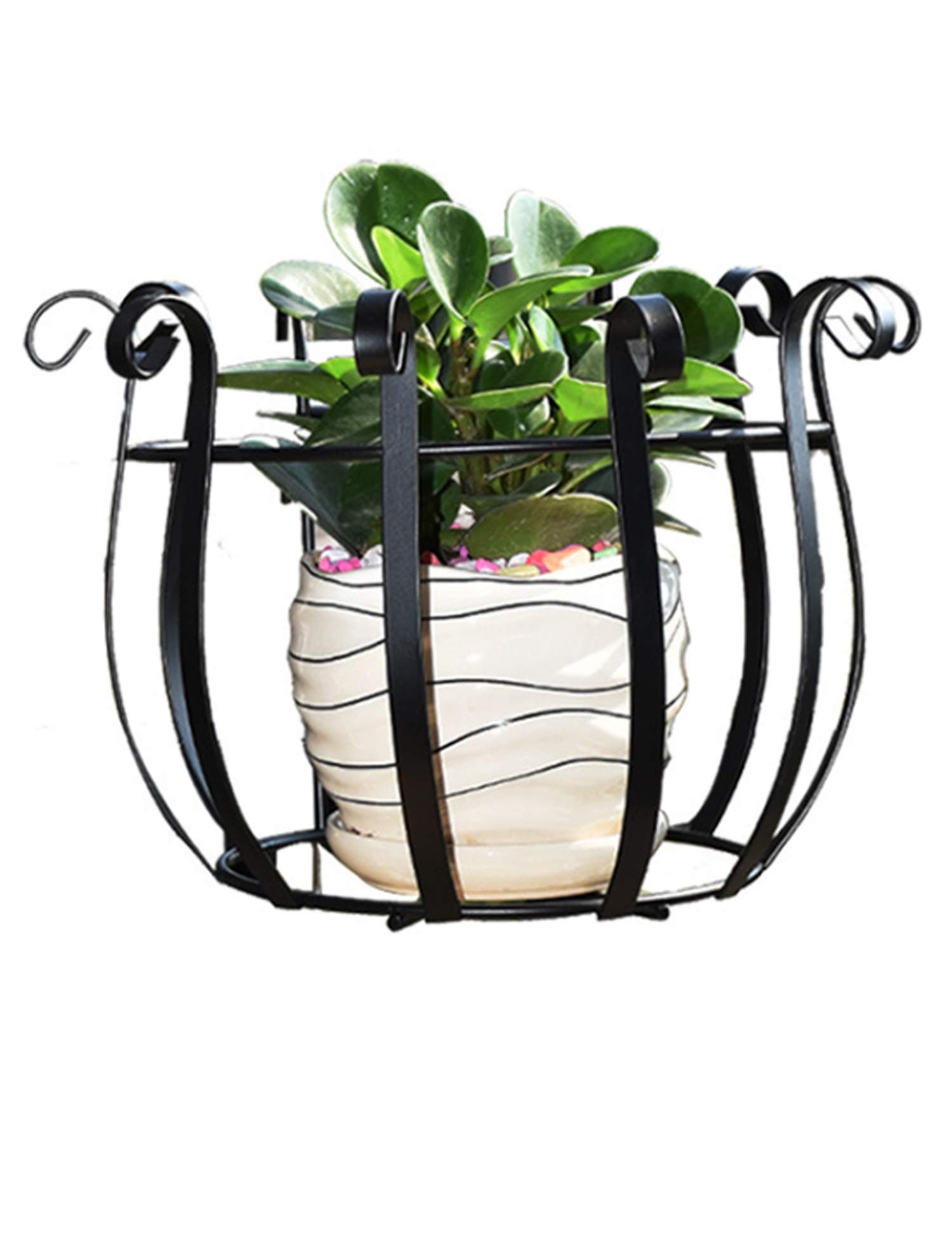 TREEZITEK 3 Pack Hanging Railing Planter Flower Pot Holder Plant Holder for Indoor and Outdoor,Black