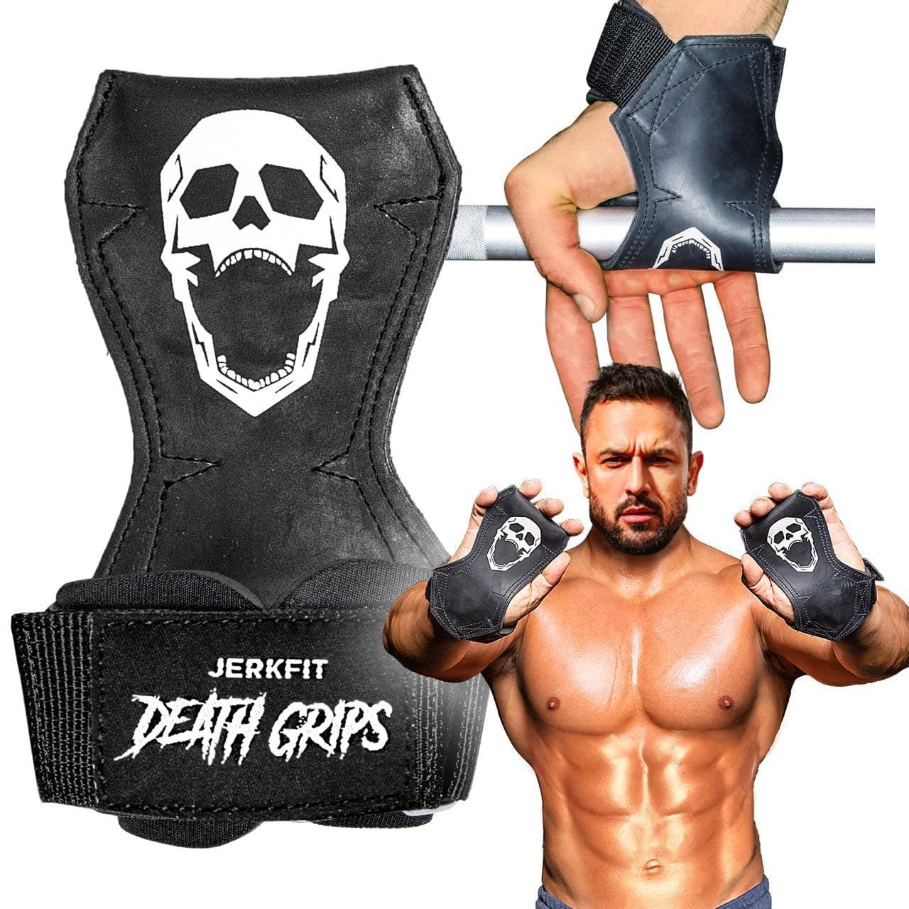 Death Grips Ultra Premium Lifting Straps For Deadlifts, Pull Ups, Heavy Shrugs Lifting Hand Grips With Padded Support Palm Protection & Increased Grip For Heavy Pull Lifts M