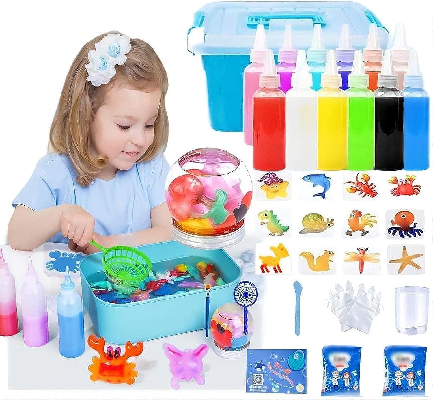 YLMKDE 2023 New Magic Water Elf Beads Toy Set with Box, Creative 3D Magic Gels Water Animal Beads Kit, DIY Fun Mold Water Beads Toy, Creature Activities Toys Activities for Kids and Children Age 3+