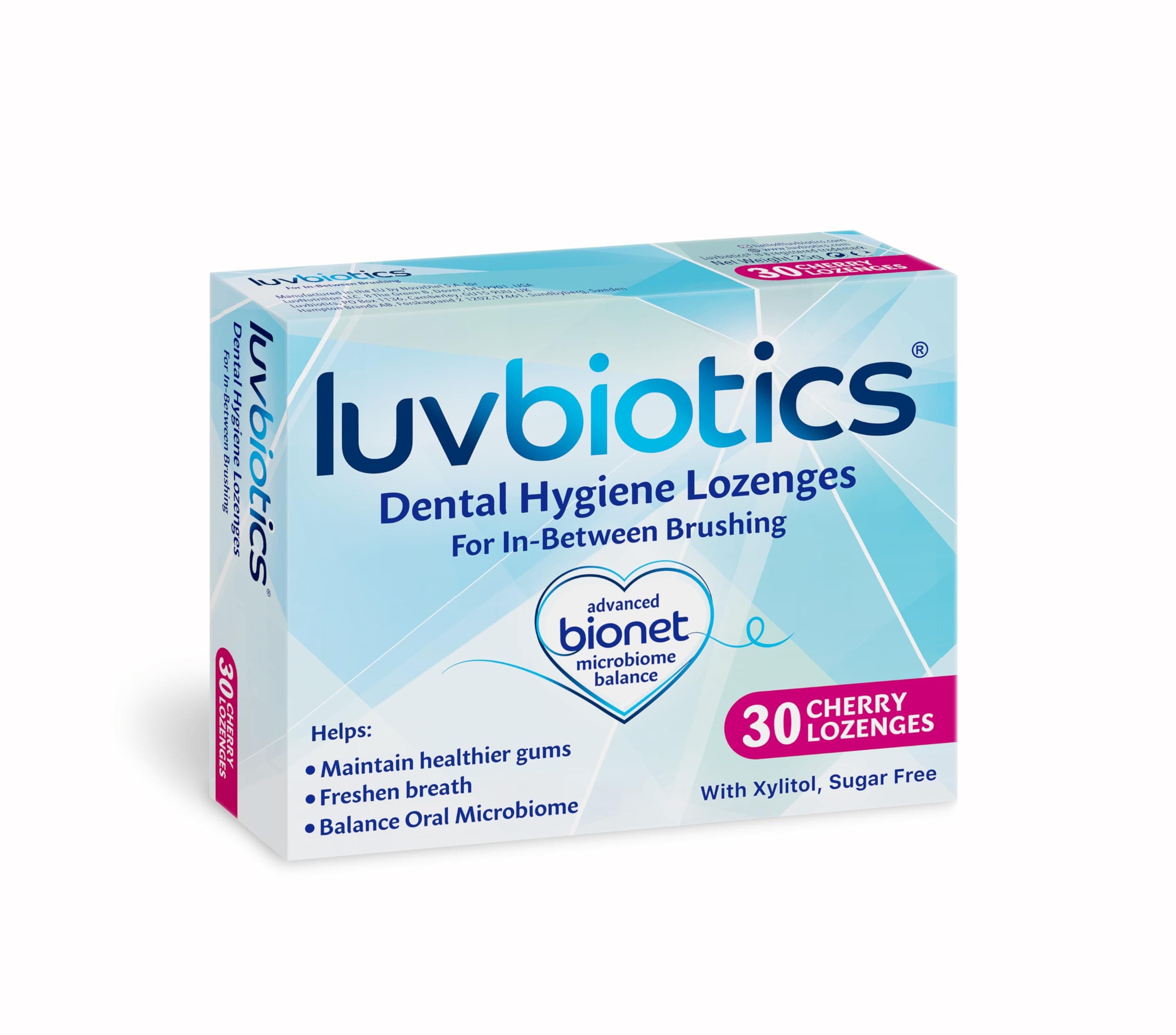Luv Biotics Oral Probiotic Cherry Lozenges with Xylitol & Aloe Vera for Bad Breath, Halitosis, Gum Health, Dry Mouth & Oral Care – 30 Lozenges