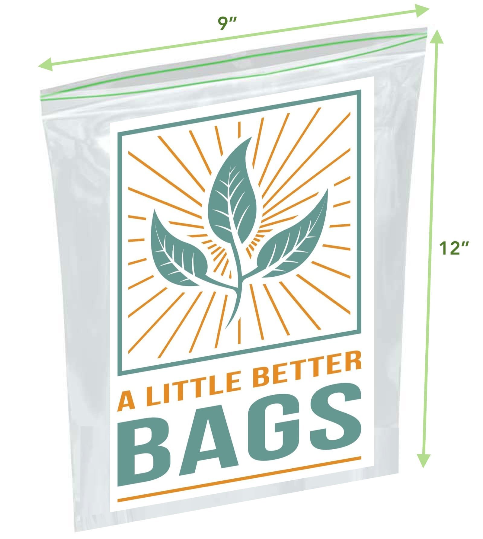 A Little Better Biodegradable Ziplock Bags - Gallon Bags That Do Not Leak - Freezer Safe Bags with Double Zip Lock [9” x 12”, 100 Count]