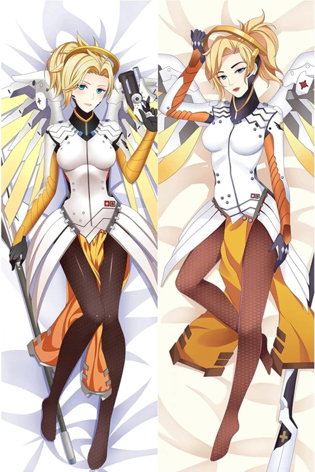 TUNNETUNNE Anime Game OW Mercy Angela Ziegler Dakimakura Sarung Bantal Otaku Peachskin Fullbody Sarung Bantal Sofa Dekorasi Tempat Tidur 60 x 20 inches(150cm x 50cm)