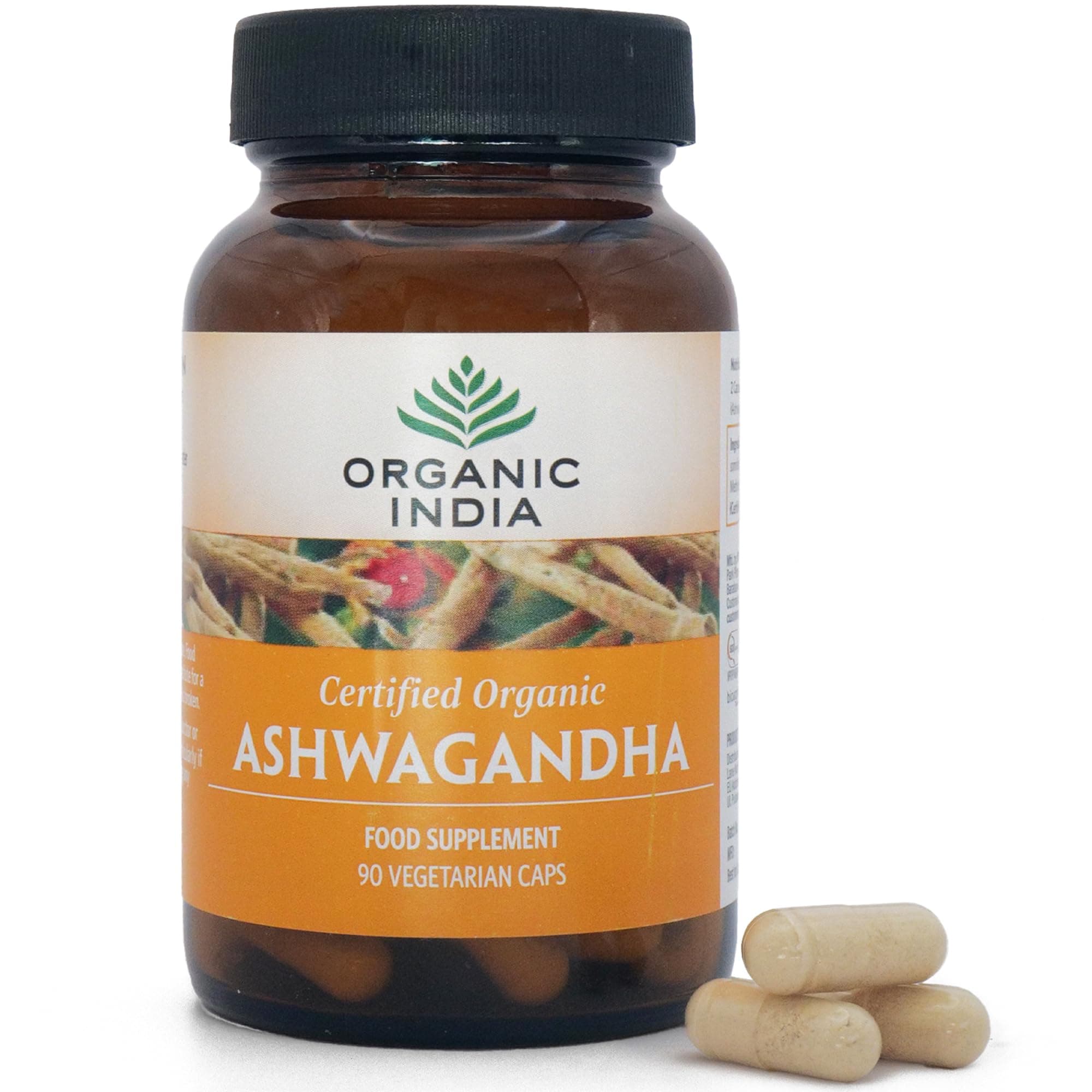 Organic India Ashwagandha - Organic Ashwagandha Root (Withania somnifera) - Supports Stress Balance, Calm & Resilience - Supplements for Men & Women - Vegan & Additive Free - 90 Capsules