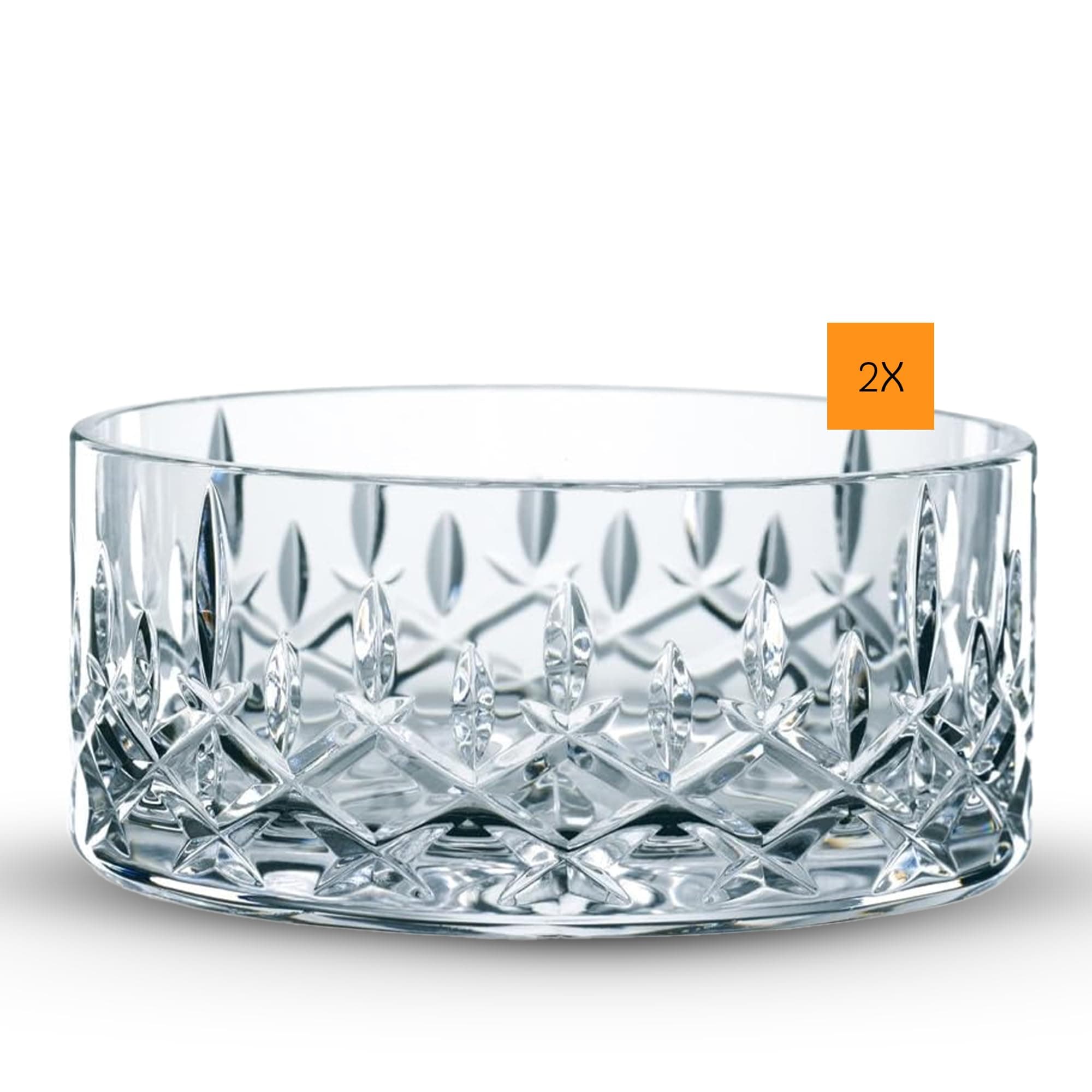Noblesse Bowl | Set of 2 Catchall Bowls for Nuts Candy or Keys | 4.5 Inch Made of Clear Crystal Glass | for Coffee Table, Mantle or Home Décor | Dishwasher Safe