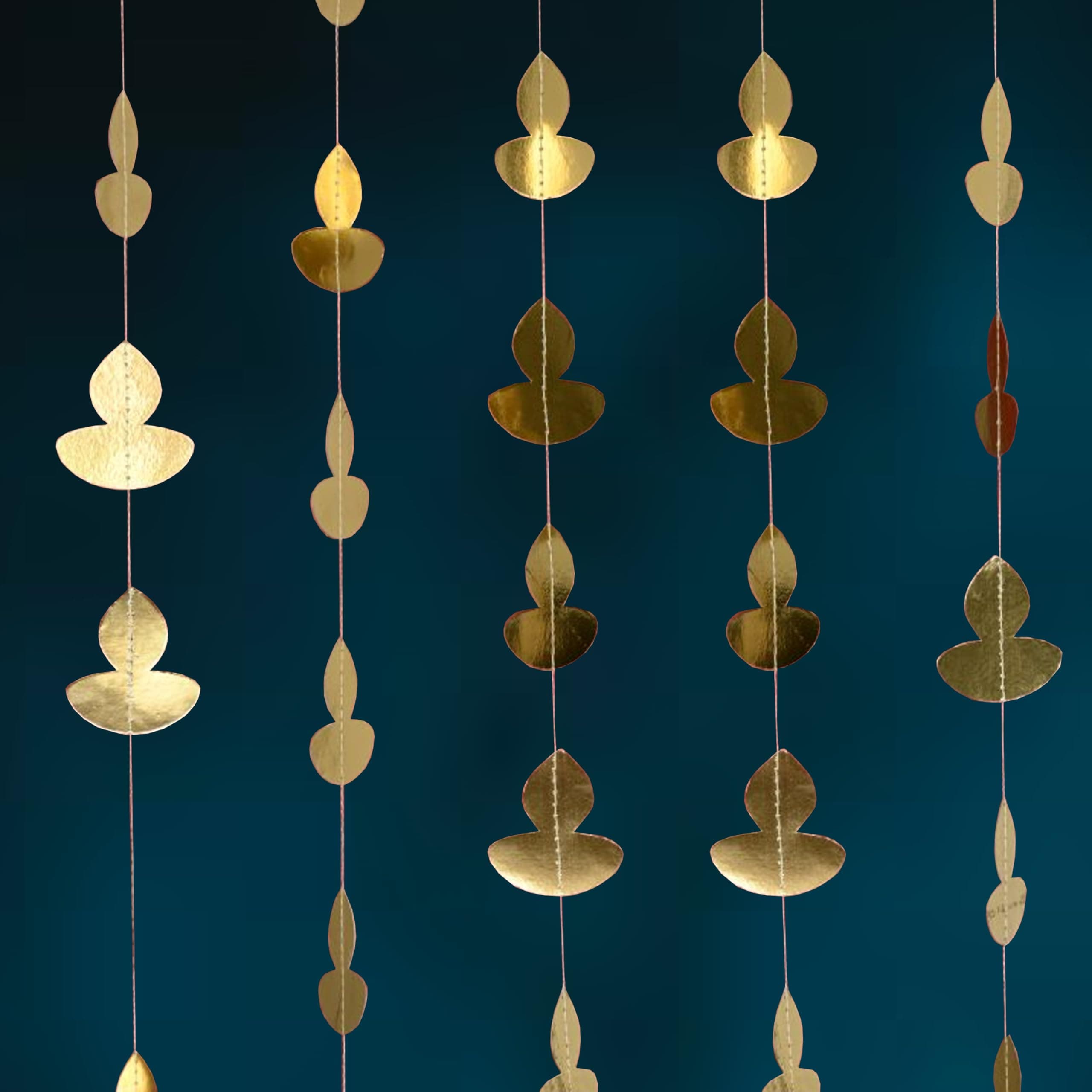 Diwali Decoration Golden Deepak Paper Frills Set of 4 Pieces | Hanging Garland Decoration