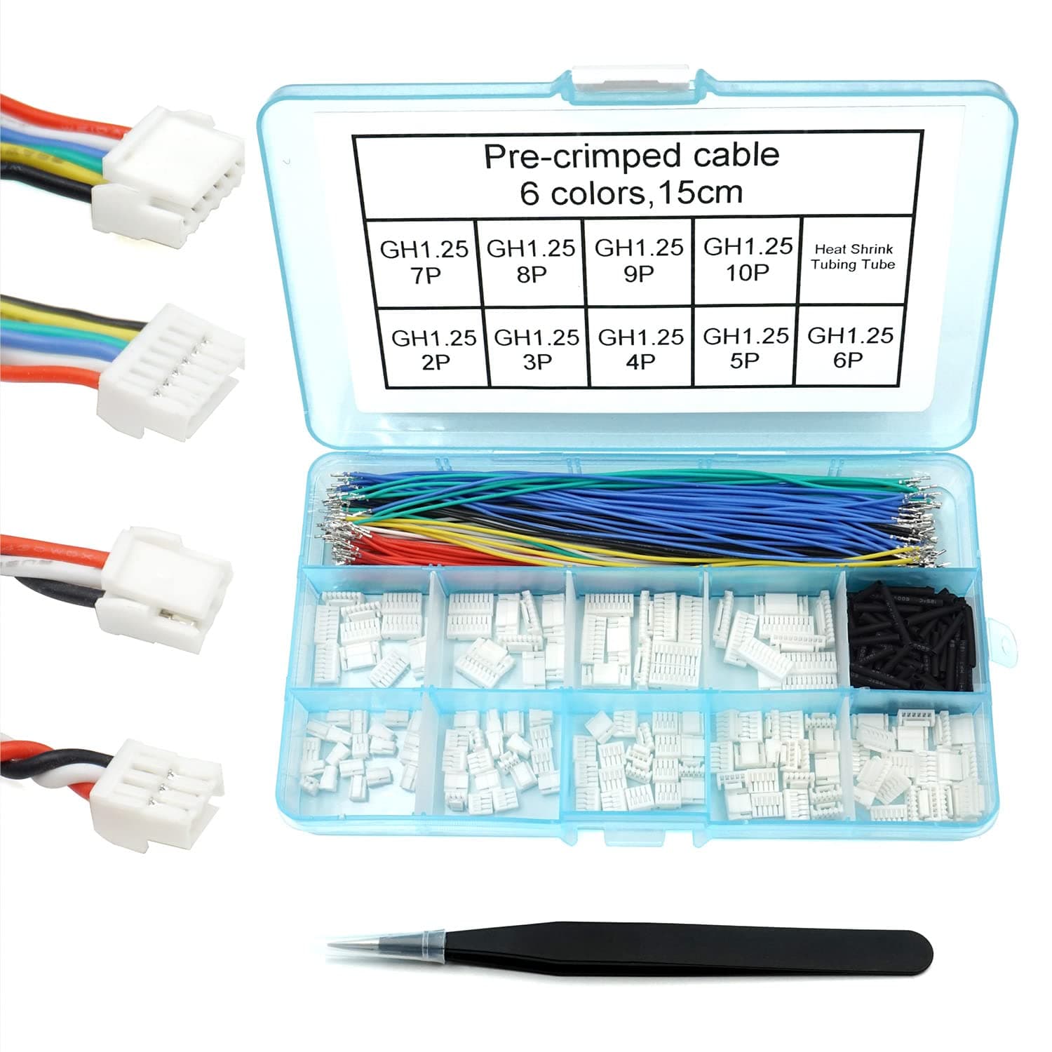 GH1.25 Connectors and Pre-Crimped Silicone Cables Kit for Pixhawk 4 Pixhawk 6C 15cm Wire