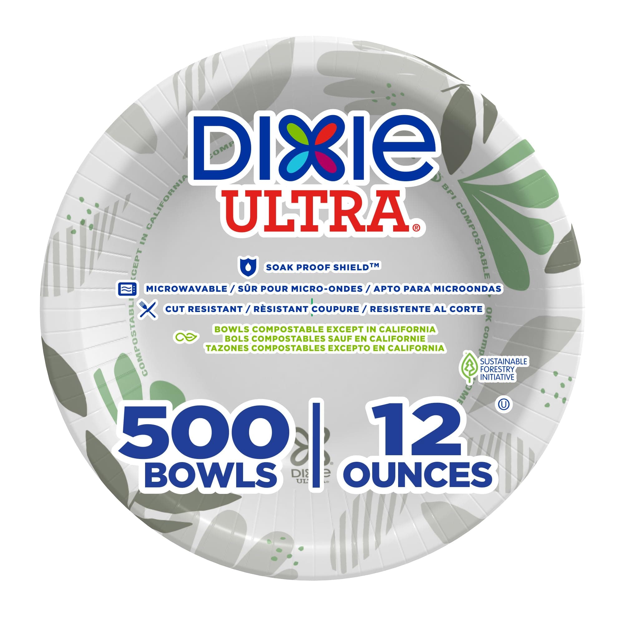 Georgia-Pacific Dixie Ultra 12 oz. Heavy-Weight Paper Bowls by GP PRO (), Pathways, SXB12WS (CASE), 500 Count (125 Bowls Per Pack, 4 Packs Per Case)