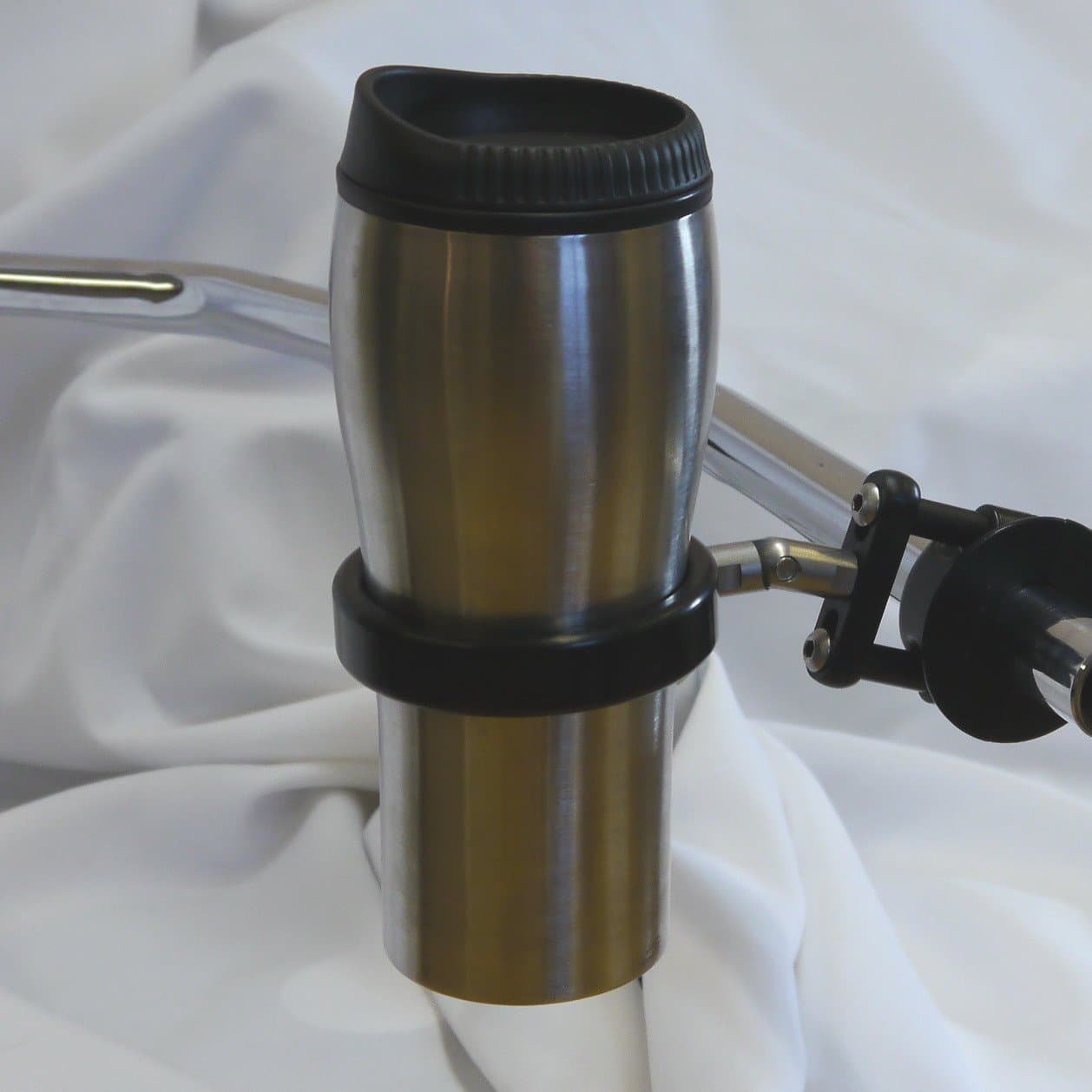 Roadrunner PLUS Motorcycle Drink Holder w/Swivel & Travel Mug, Brake/Clutch, Black, Leader Motorcycle Accessories RU-REB