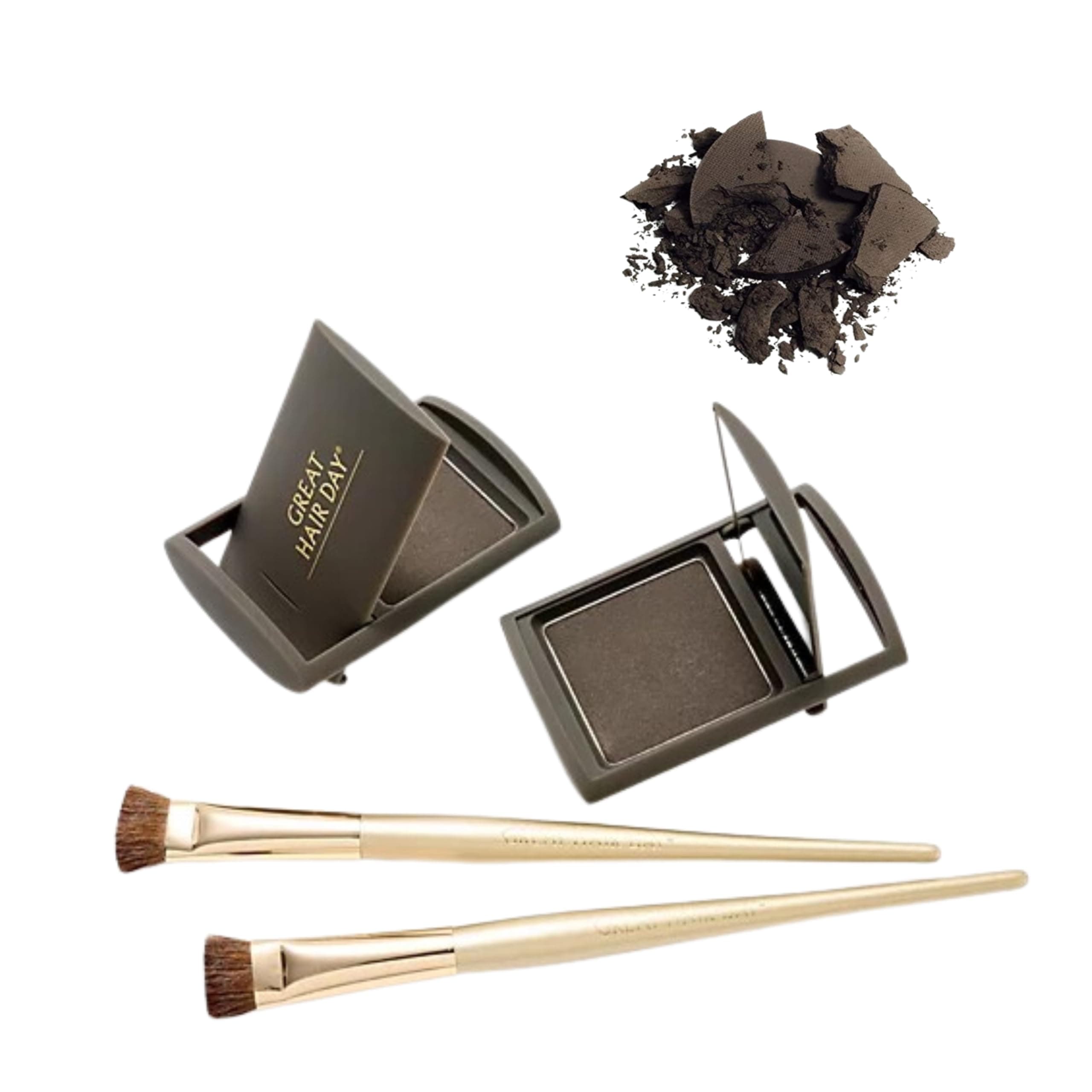 Great Hair Day Fill-In Powder Duo- Root Cover Up for Thinning Hair - Thicker and Fuller Hair - 2 Pack (Brunette)