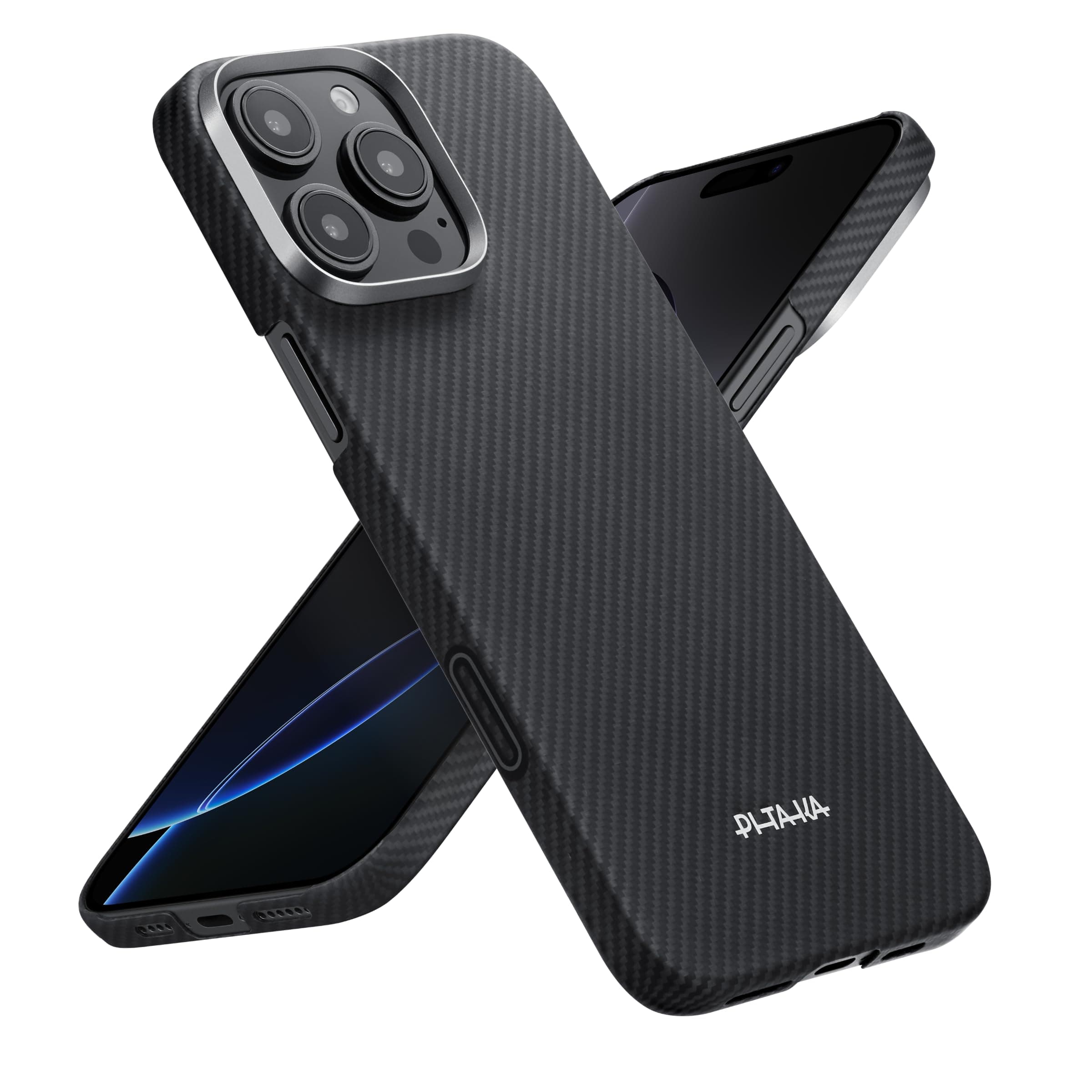 pitaka for iPhone 16 Pro Max Case Compatible with MagSafe, Thin & Light Case iPhone 16 Pro Max with a Caseless Feel, 1500D Aramid Fiber Woven [Tactile Woven Case] (Black)