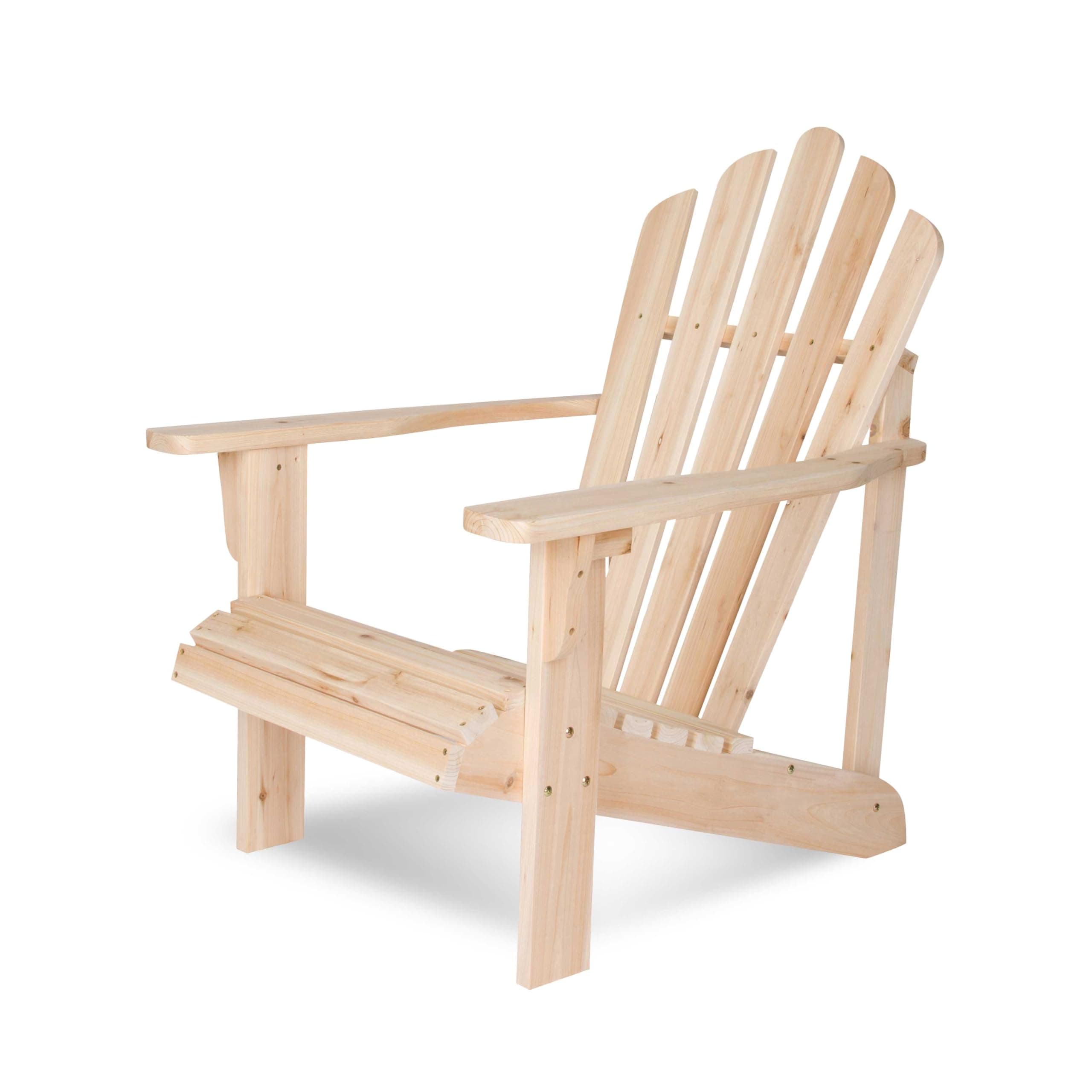 Westport Wooden Adirondack Chair, Outdoor Patio Firepit Chairs, Back & Seat Pre-Assembled, Natural