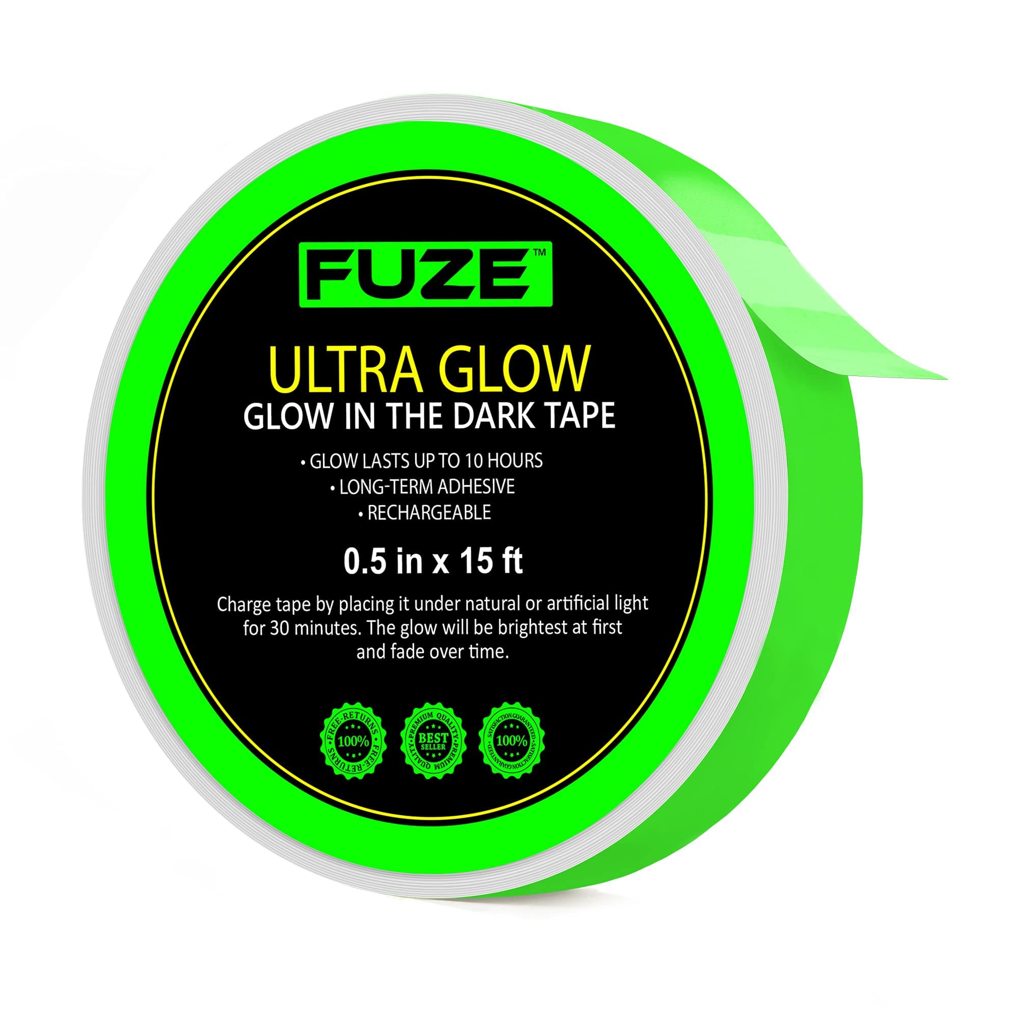 Lockport Glow in The Dark Tape - 15 Ft x 0.5 in - Bright - Rechargeable - Reflective - Glow Tape in The Dark - Halloween Decoration, Christmas Decor, Night Decorations, Home Marking, Stairs, Exit Sign