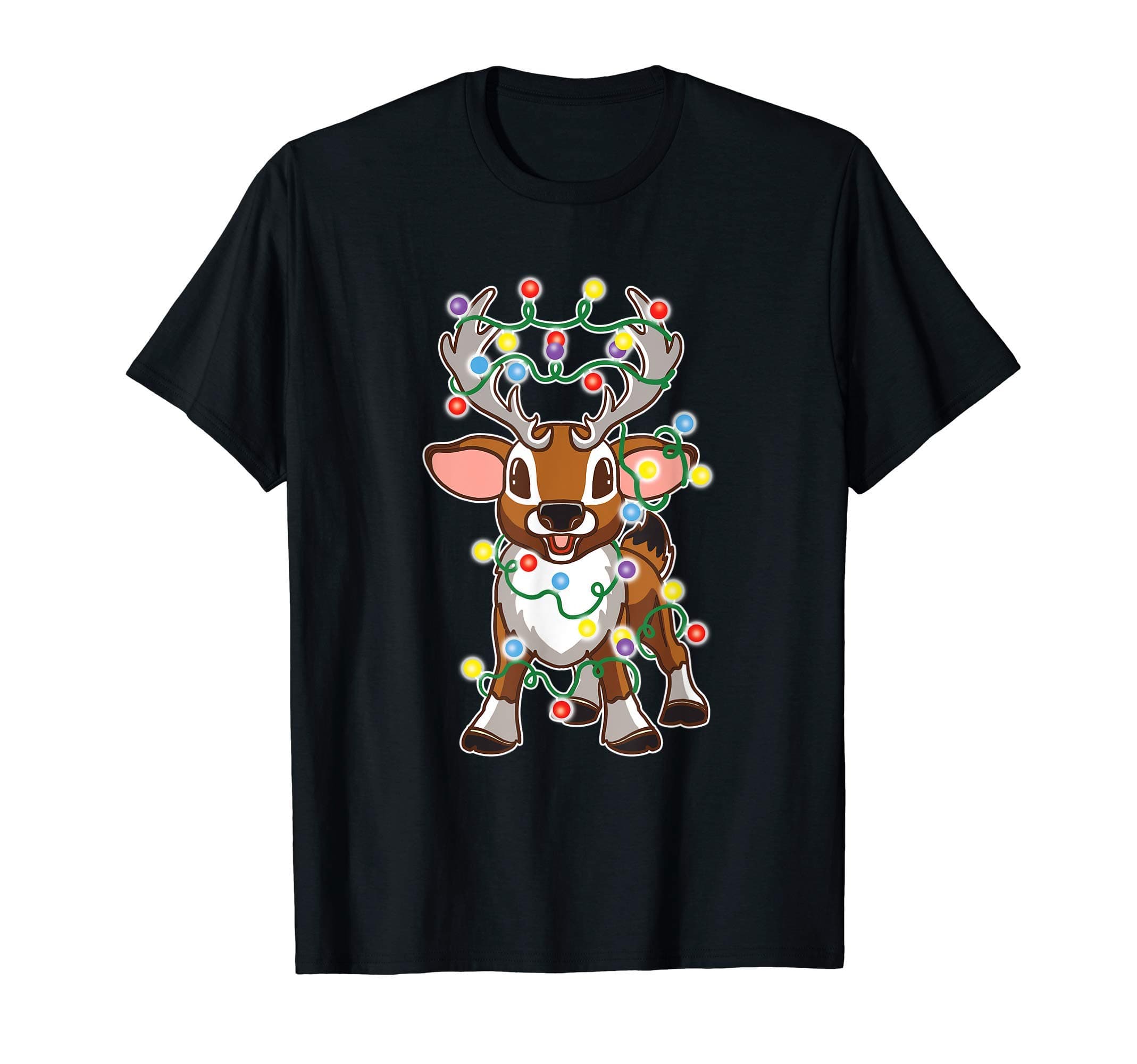 Baby Reindeer Cute Reindeers Deer with Christmas Lights Kids T-Shirt