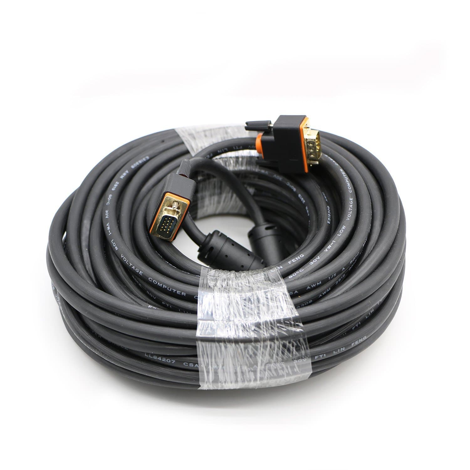 JCO HD15 Male to Male 3+9 VGA Cable Cord Adapter for Projector TV Computer (60FT/20M)