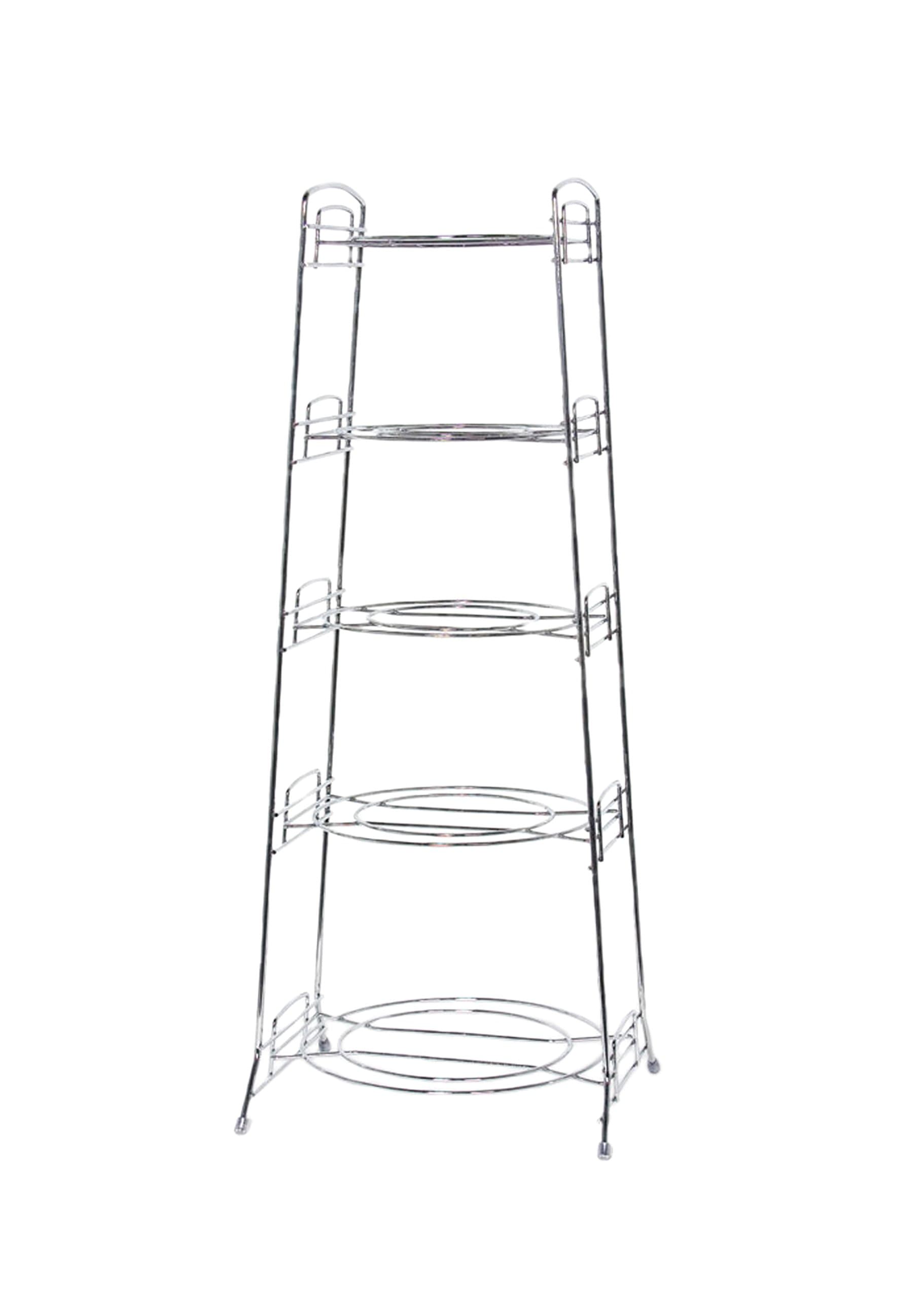 Delfinware Chrome Plated5 Tier Saucepan Stand, Metal, Silver