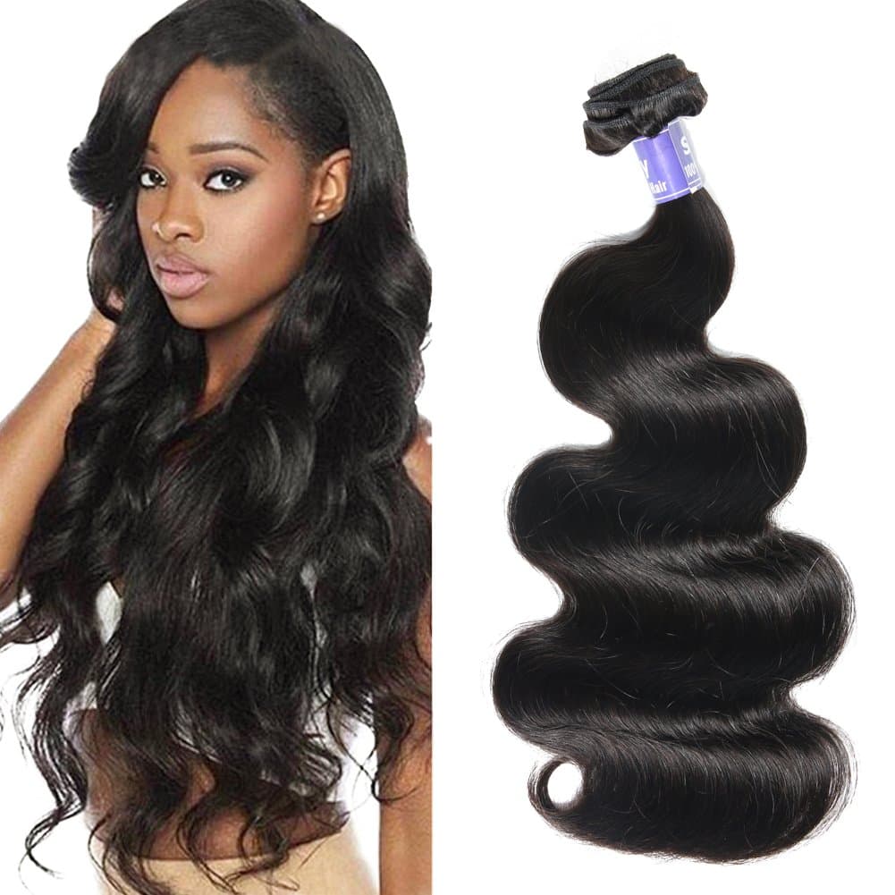 Semmely 8A Brazilian Hair Bundles Body Wave 24 inch 100g Unprocessed Human Hair 1 Bundle Tangle Free Natural Black Color