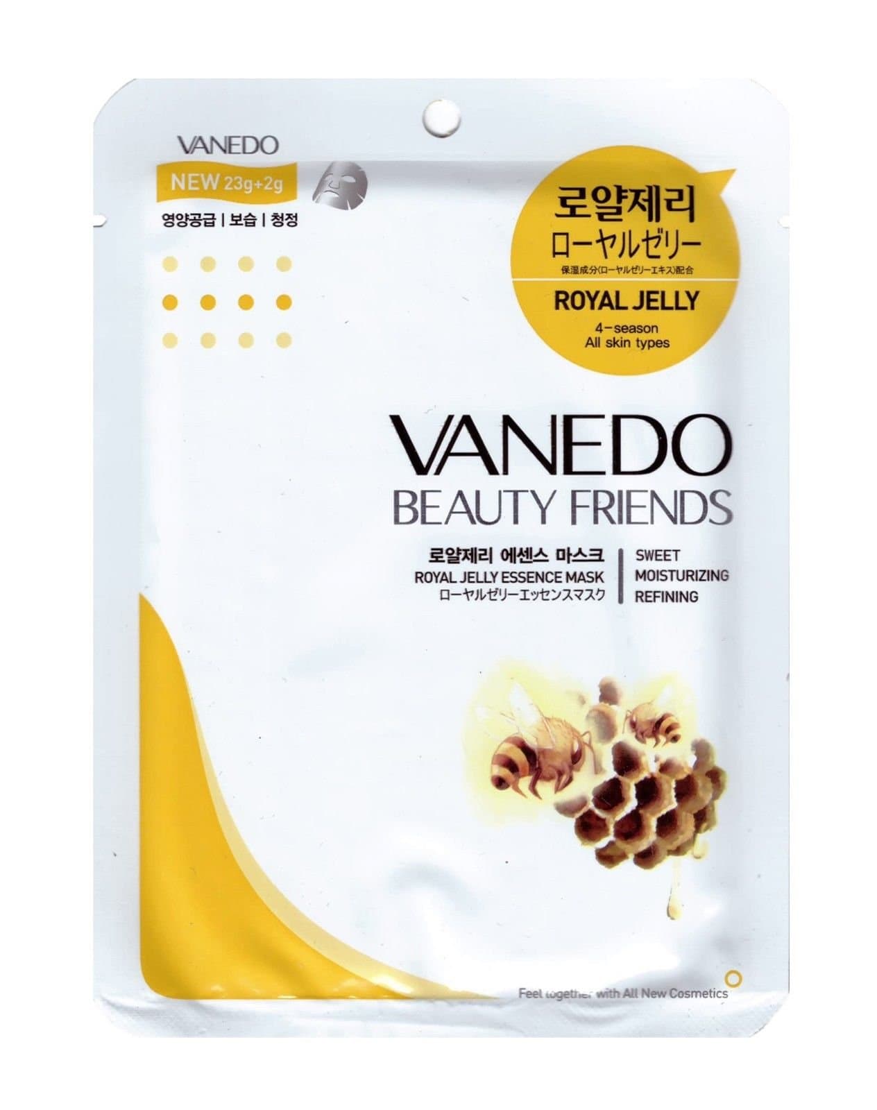 VANEDO [ROYAL JELLY] Beauty Friends Facial Essence Mask for Daily Beauty Routine Made in Korea