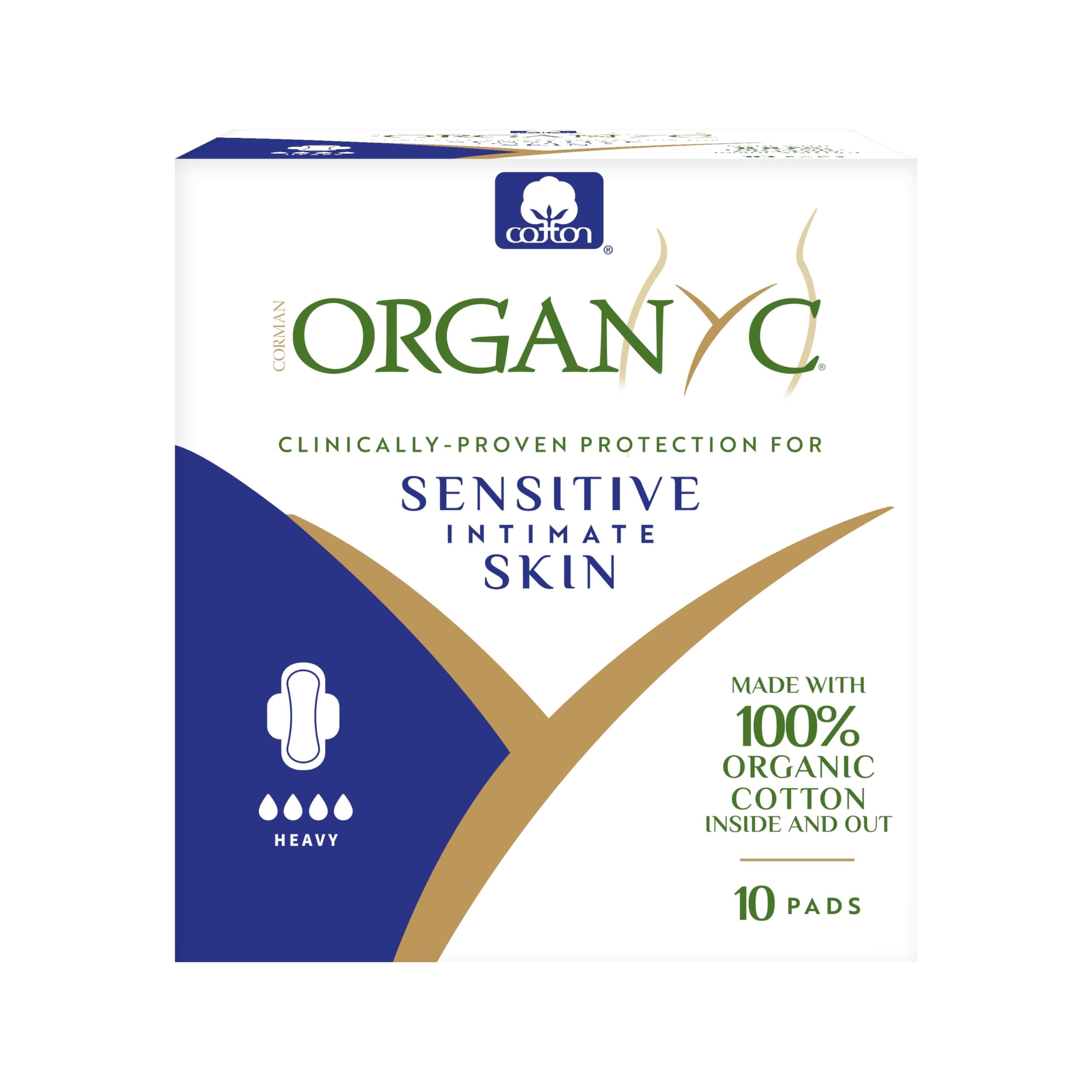 Organyc - Organic Cotton Menstrual Pads with Wings Heavy Night Flow Night - 10 Pad(s) by ORGANYC [並行輸入品]
