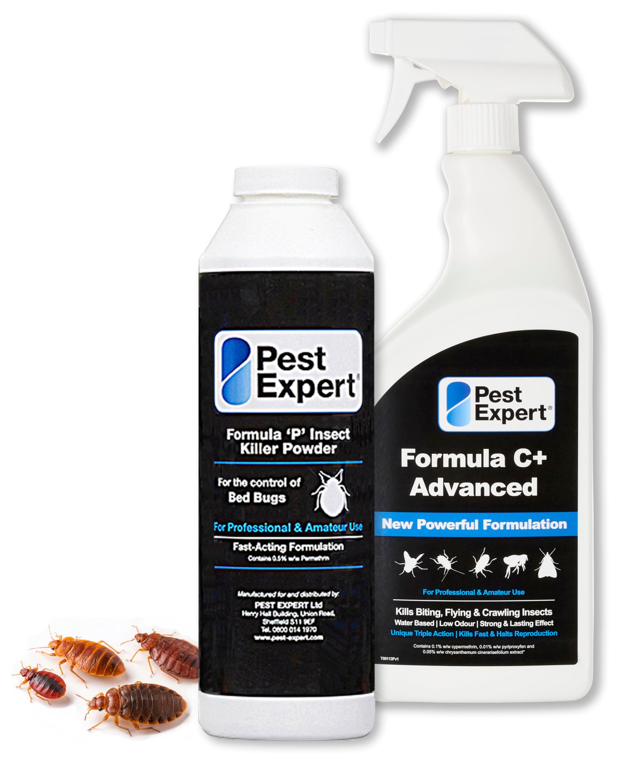 Formula 'C+' Bed Bug Killer Spray 1ltr & Bed Bug Killer Powder XL Pack Size 300g - Fast-Acting & Long-Lasting Treatment for Mattress & Home - Professional Strength for Amatuer Use