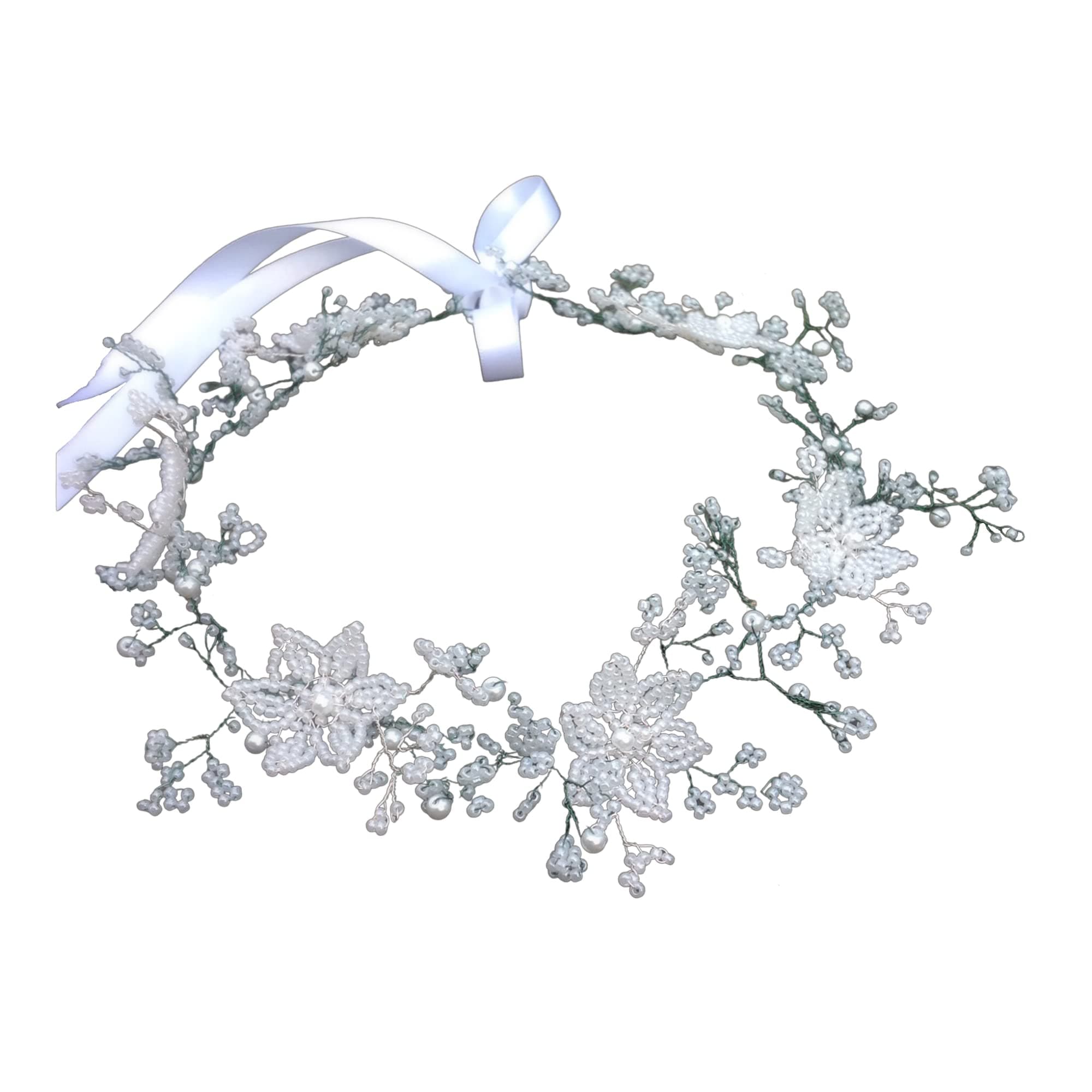 Childs Floral Crown, bead babies breath hair vine, bridesmaid, flower girl, holy communion, woodland/faerie crown,