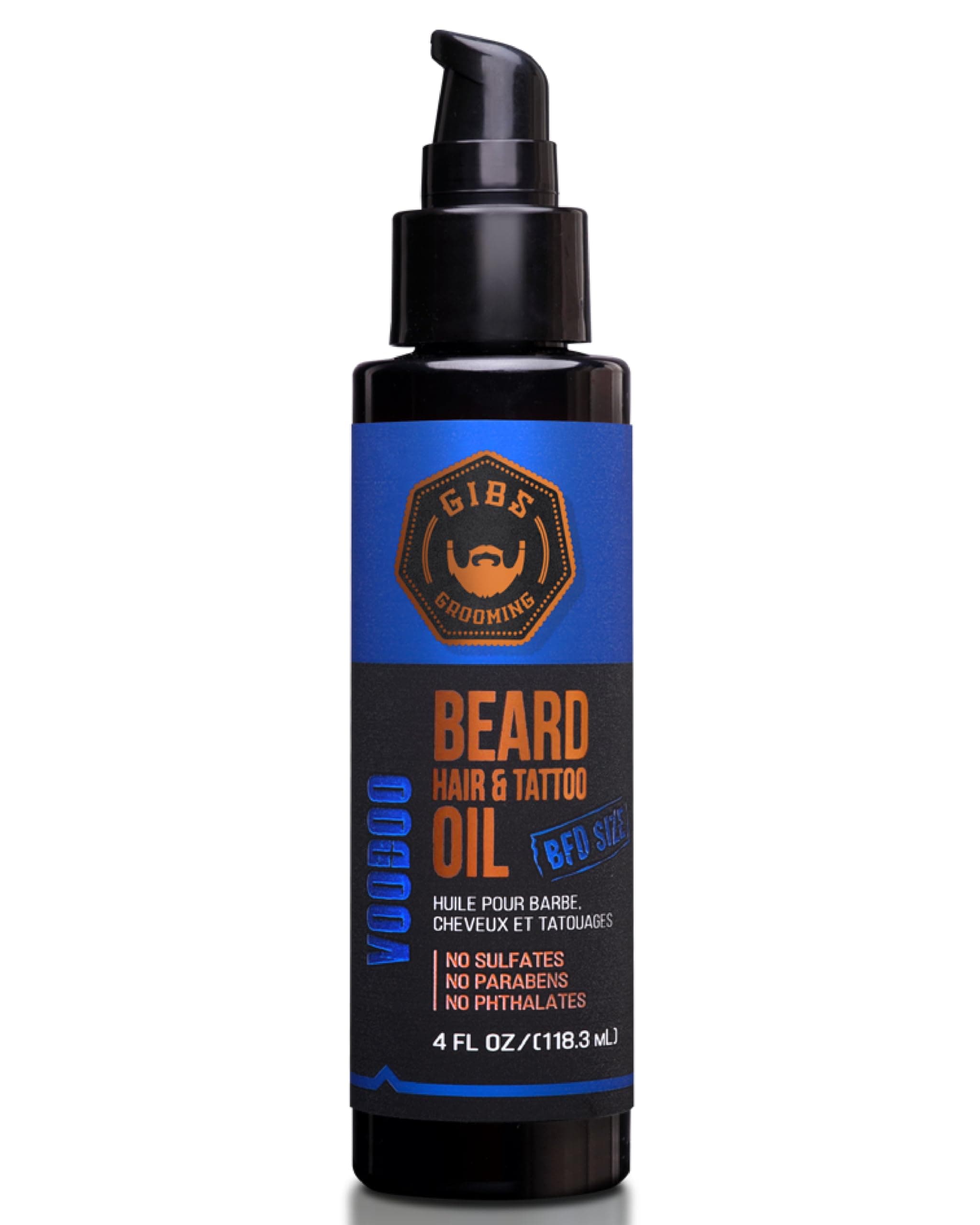 GIBS Beard, Hair & Tattoo Oil - Softens & Strengthens Beard Growth, Moisturizes Skin (4 Scents, 2 Sizes)