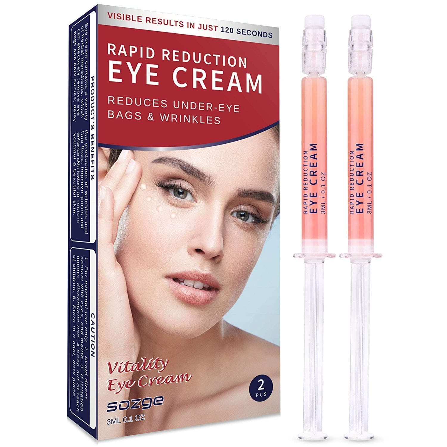 Rapid Reduction Eye Cream for Rapidly Reducing Bagginess, Puffiness, Dark Circles and Wrinkles in 120 Seconds by SOZGE 2Pcs