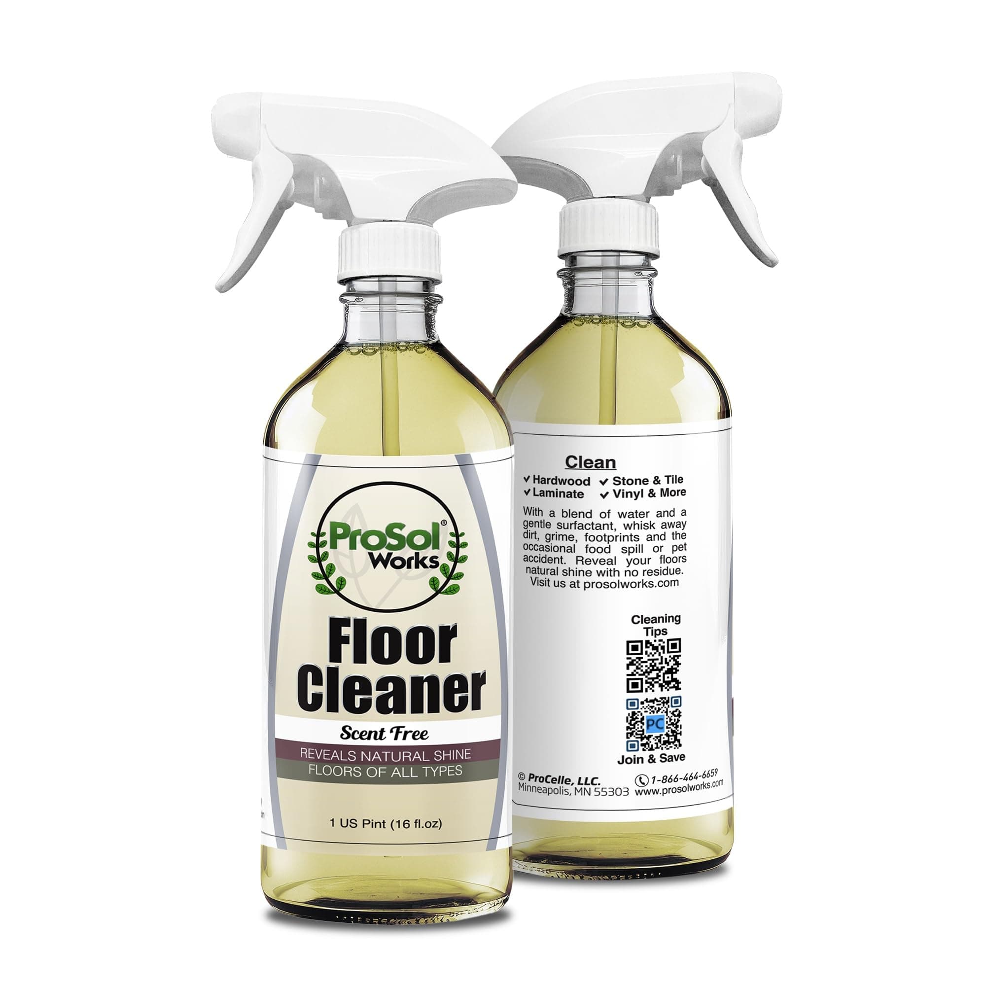 PROSOL WORKS Wood Floor Cleaner 16 oz - Floor Cleaning Spray Great for Various Floor Types Like Tile, Linoleum, Vinyl, Laminate Flooring & Hardwood - Surface Cleaner for Floors, Stain, Dirt & Grime