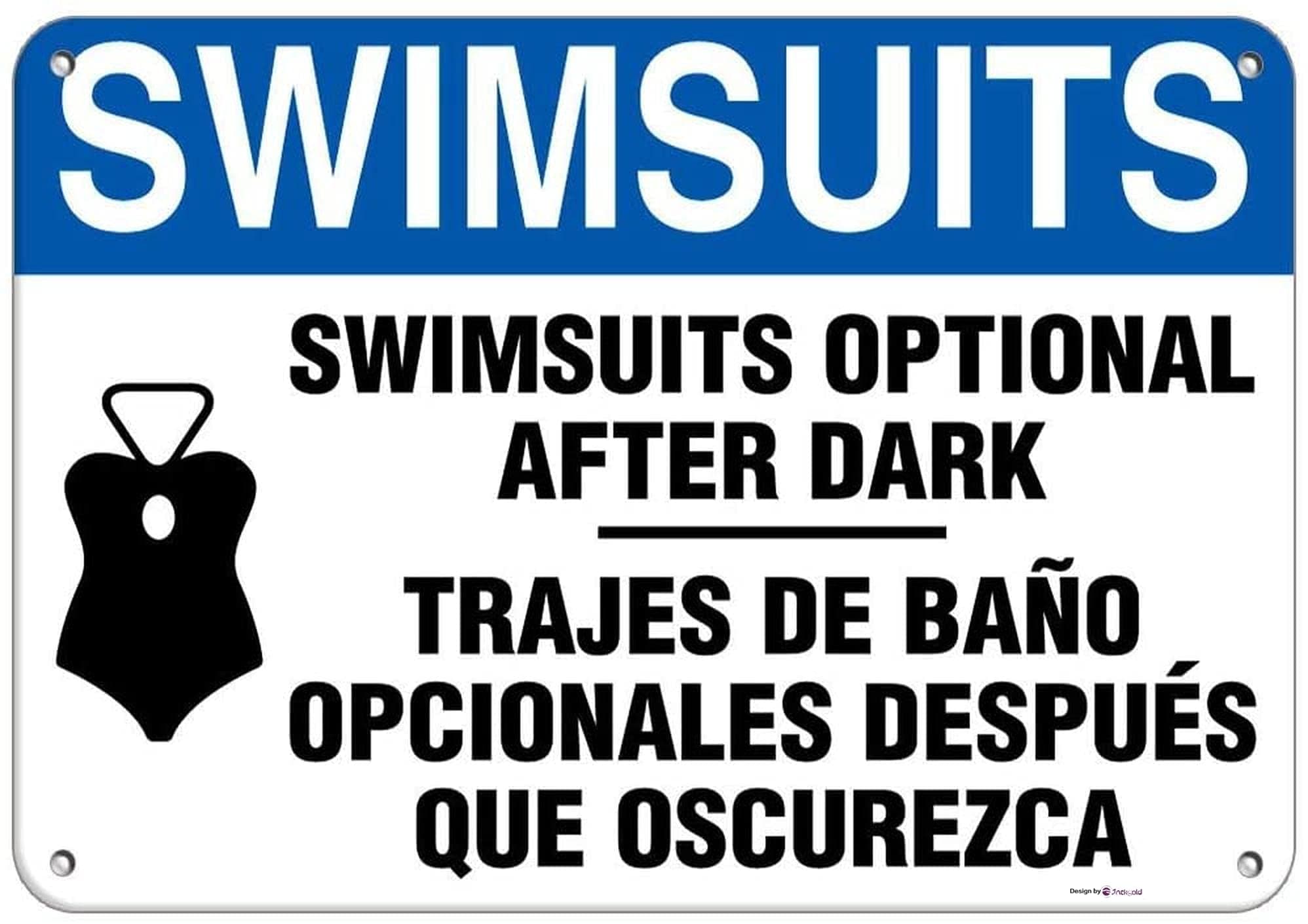 J.DXHYATin Poster Metal Sign Swimsuits Optional After Dark Activity Pool S 8''x12'' Decor Aluminum Wall Plaque Retro Vintage Signs