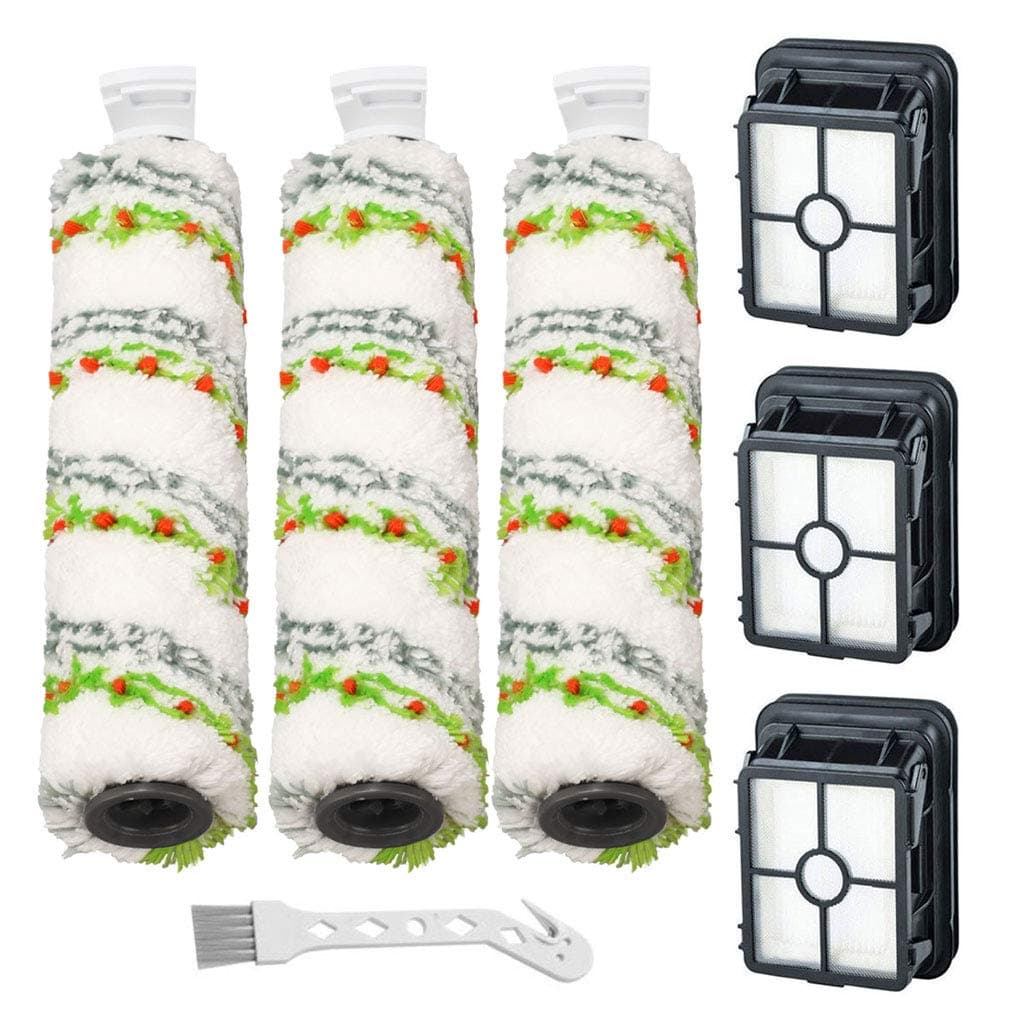 3 Pack Multi-Surface Pet Brush Rolls 2788 and 3 Pack Vacuum Filters 1866 for Bissell CrossWave Max 2554 2590 2593 2596 for HydroSteam 35151 3515 35152 3513 3518 Vacuums, Part 1618641 & 1608684