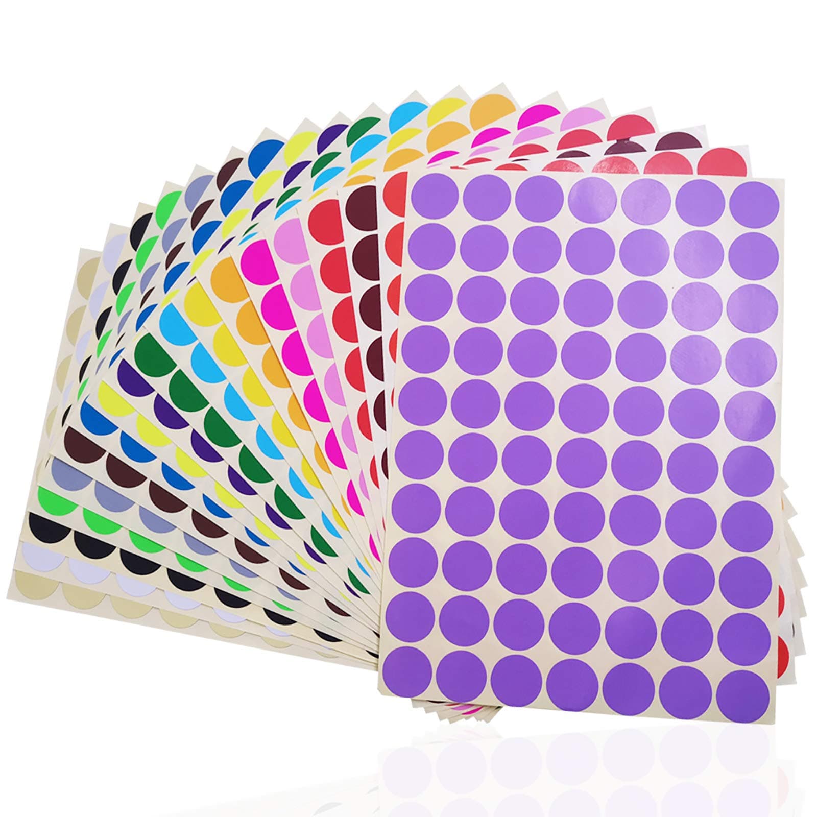 SourceTon 2800-Pack 3/4 Inch Round Color Coding Dots - 20 Vibrant Neon Colors, Removable Sticker Labels (70 per Sheet)