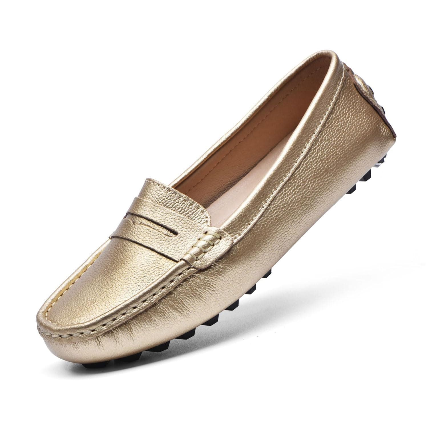 BEAUSEEN Women's Genuine Leather Penny Loafers Classic Driving Moccasins Casual Slip On Comfort Women Loafer Shoes