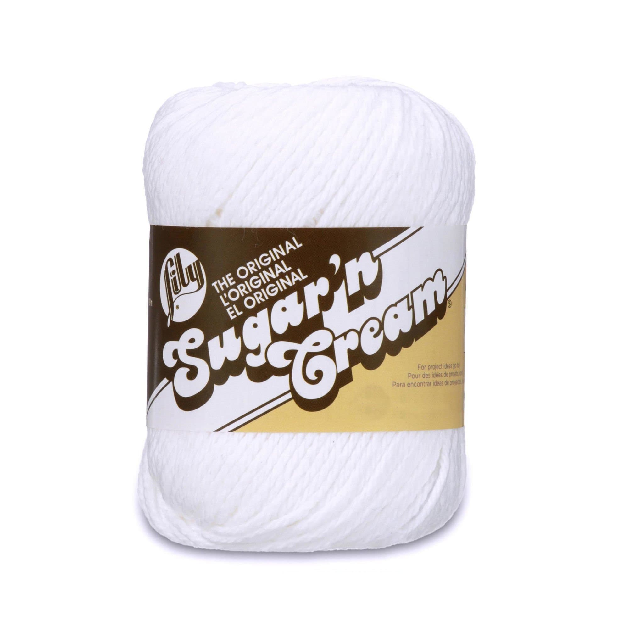 Sugar 'N Cream The Original Solid Yarn, 2.5oz, Medium 4 Gauge, 100% Cotton - White - Machine Wash & Dry