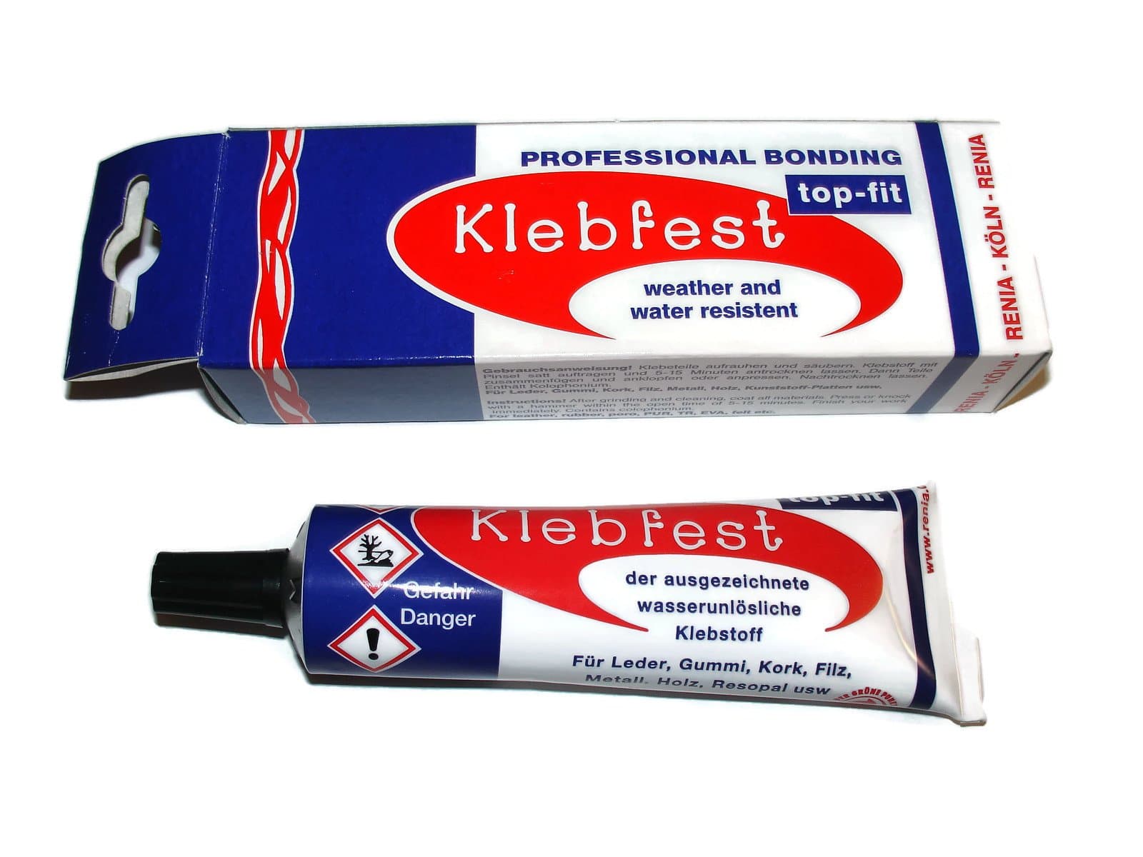 RENIA Made in Germany KLEBFEST Professional Bonding 60 gr. tube adhesive glue for: Leather, Rubber, poro, PUR,TR, felt etc.