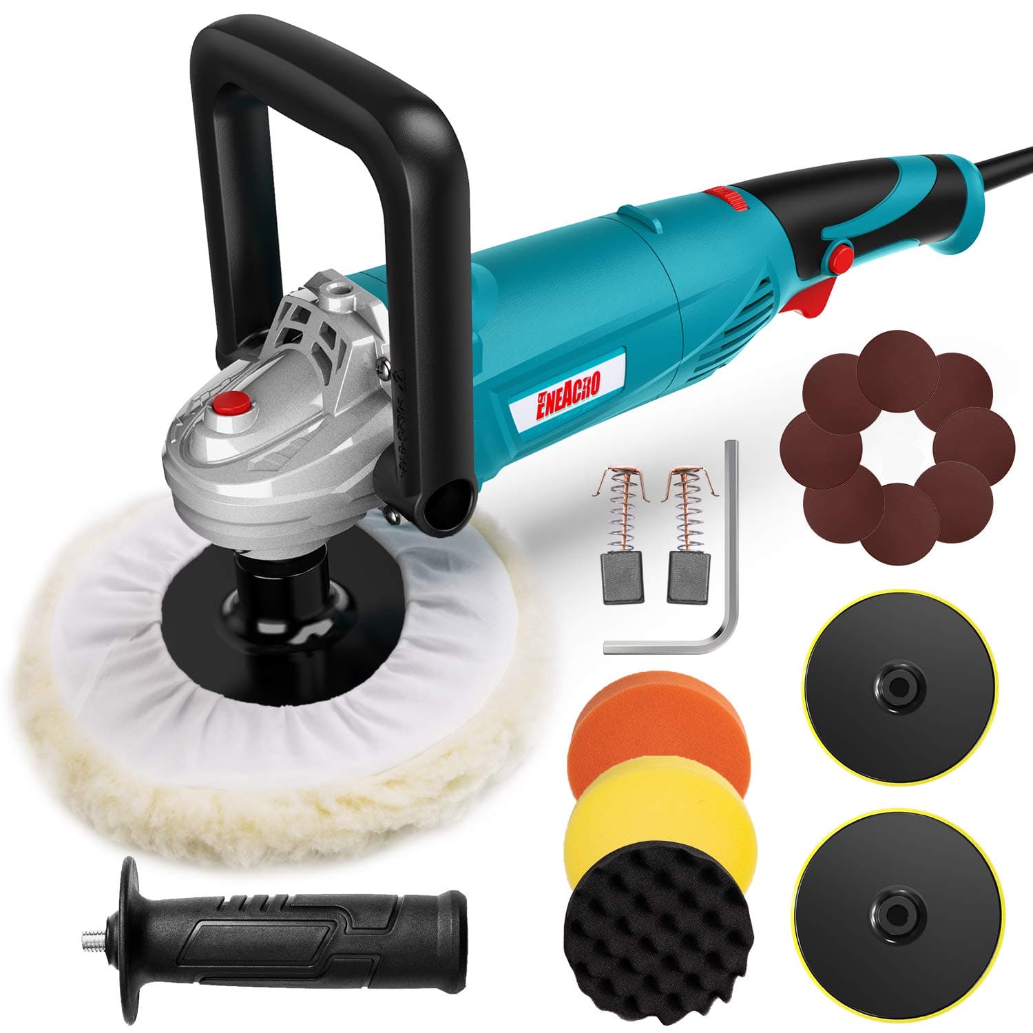 Polisher, Rotary Car Buffer Polisher Waxer, 1200W 7-inch/6-inch Variable Speed 1500-3500RPM, Detachable Handle Perfect for Boat,Car Polishing and Waxing
