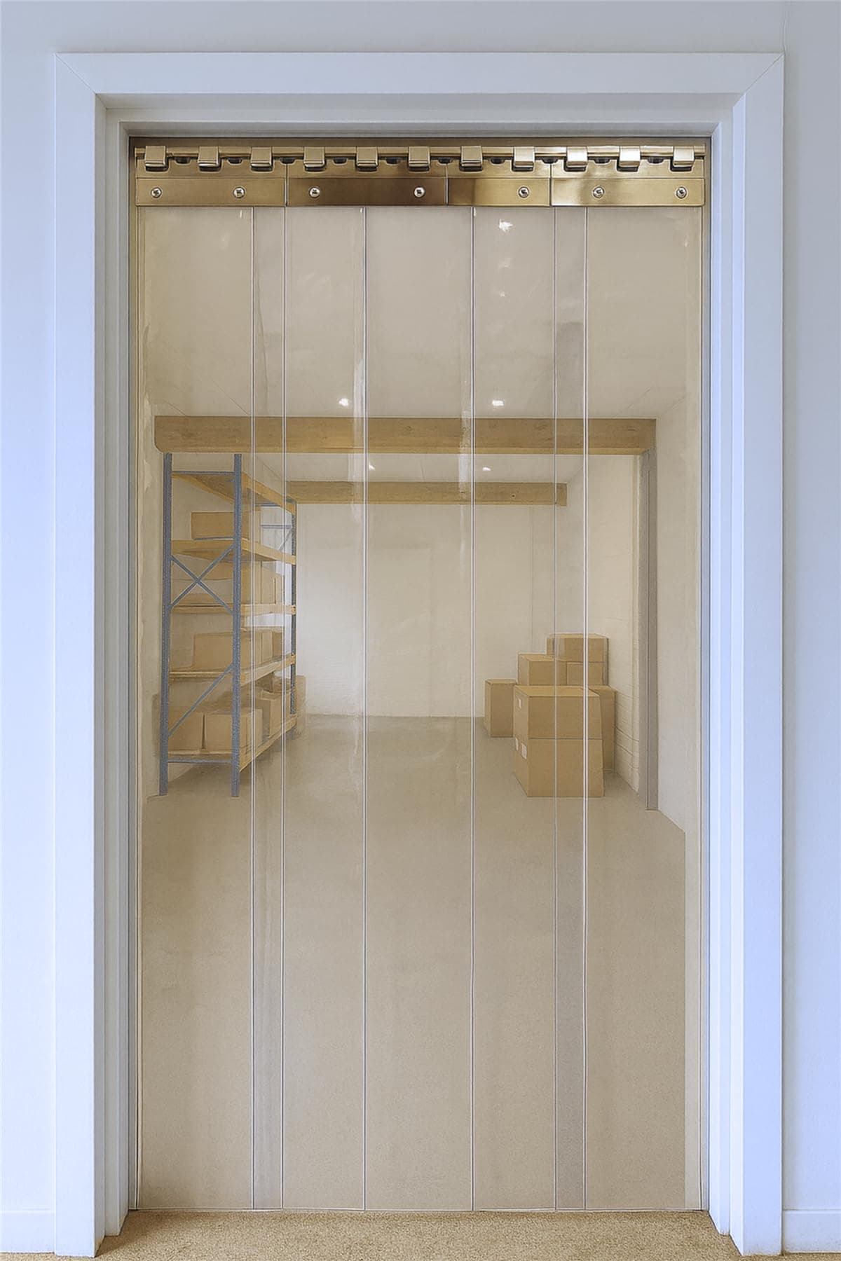 PVC Strip Curtain Door Kit 1.5 x 2.5 meters Coldroom Warehouse Catering Vinyl Clear Plastic with 9 Strips (2mm Thick and 200mm Wide), Stainless Steel Rail and Clamps