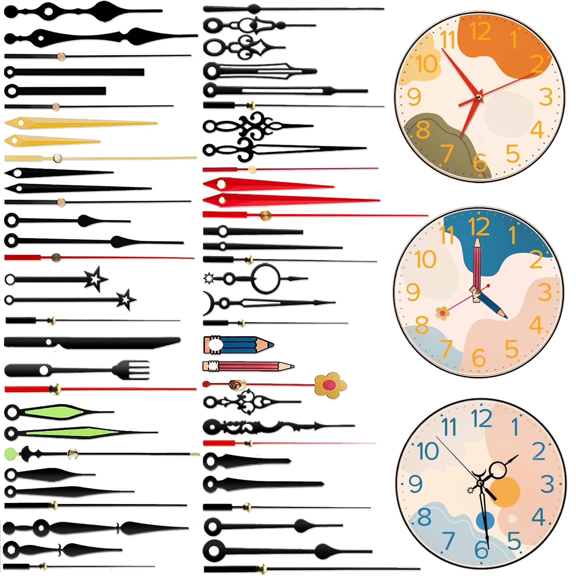 PARAOR 20 Styles Clock Hands Clock Movement Mechanism Replacement Clock Kit for DIY Repair Clock Parts (02)