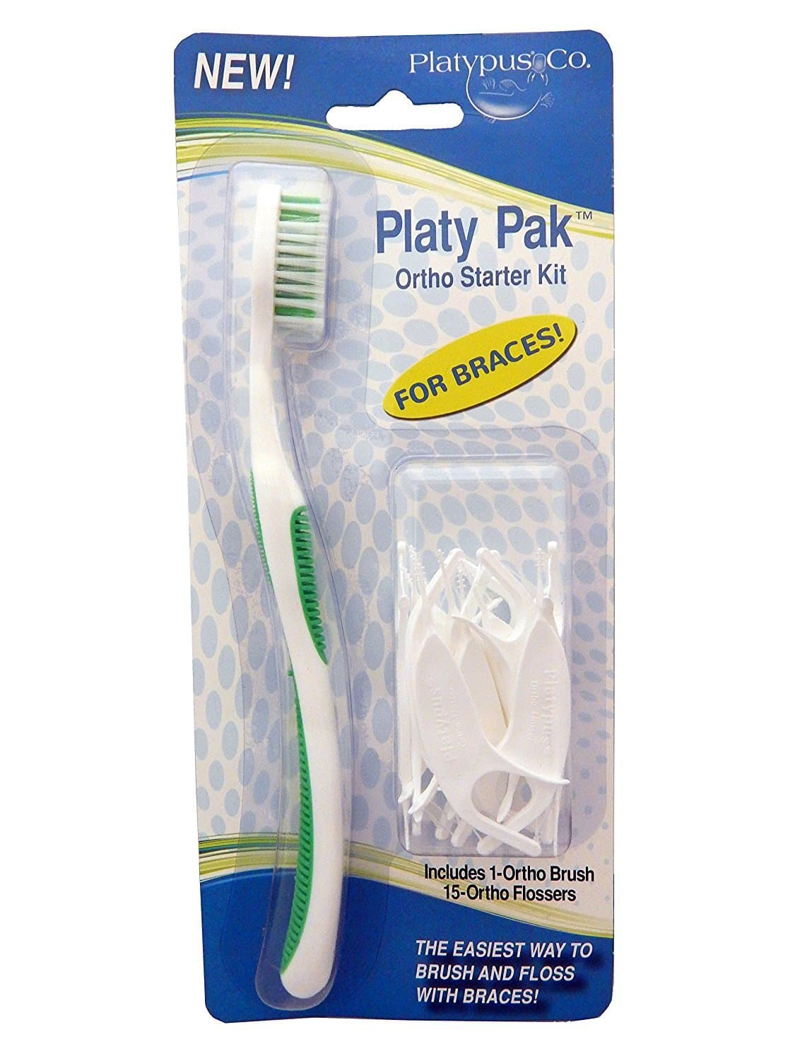 Platypus Ortho Toothbrush and Ortho Flossers for Braces - Platy Pak (Pack of 1)