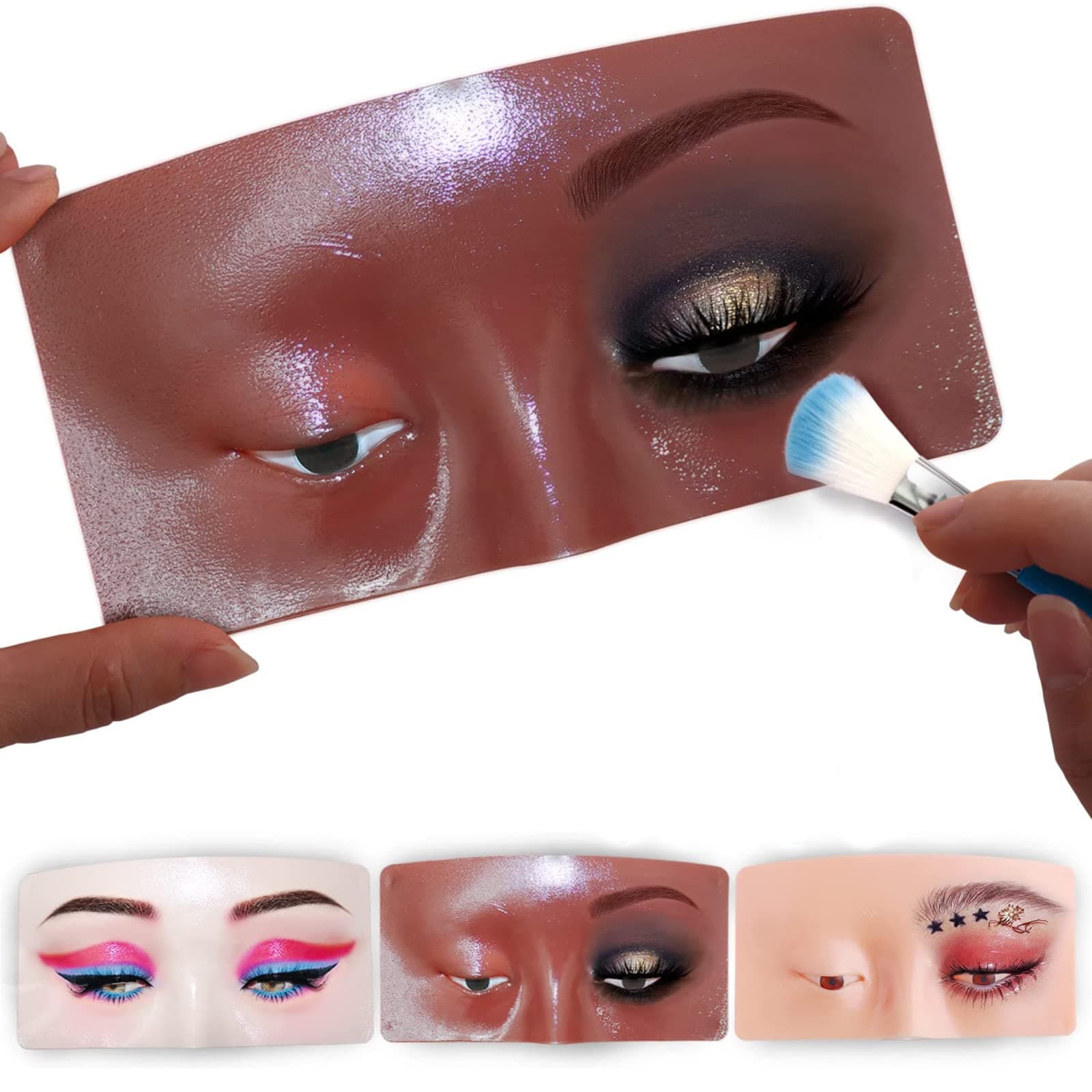 Makeup Practice Board - Perfect Aid for Cosmetologists, Eyes & Eyelash Practice Face, Silicone Bionic Skin - 1Pack, Black