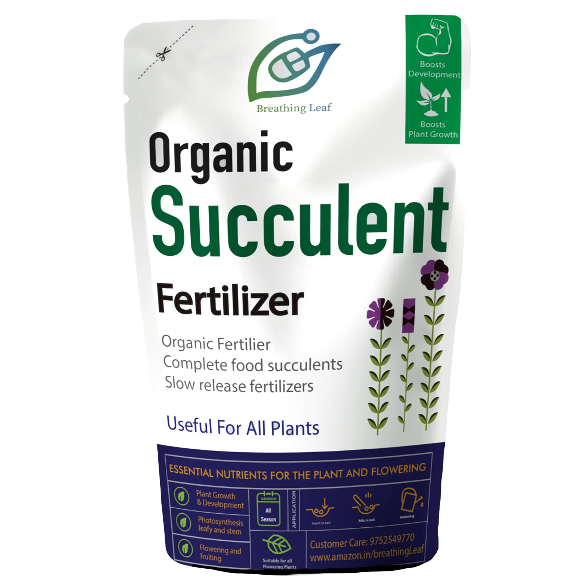 breathingLeaf Organic Fertilizer for Succulents | Growth of Shoots | Useful fot Potted and Indoor (400 gm)