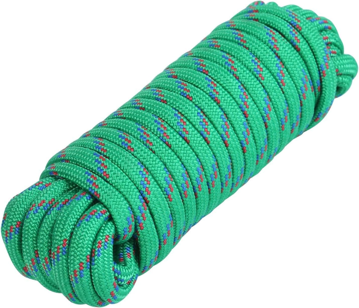MaxxHaul 50227 3/8" x 50 Ft Diamond Braided Rope Extra Strength-Sunlight and Weather Resistant, Multicolor