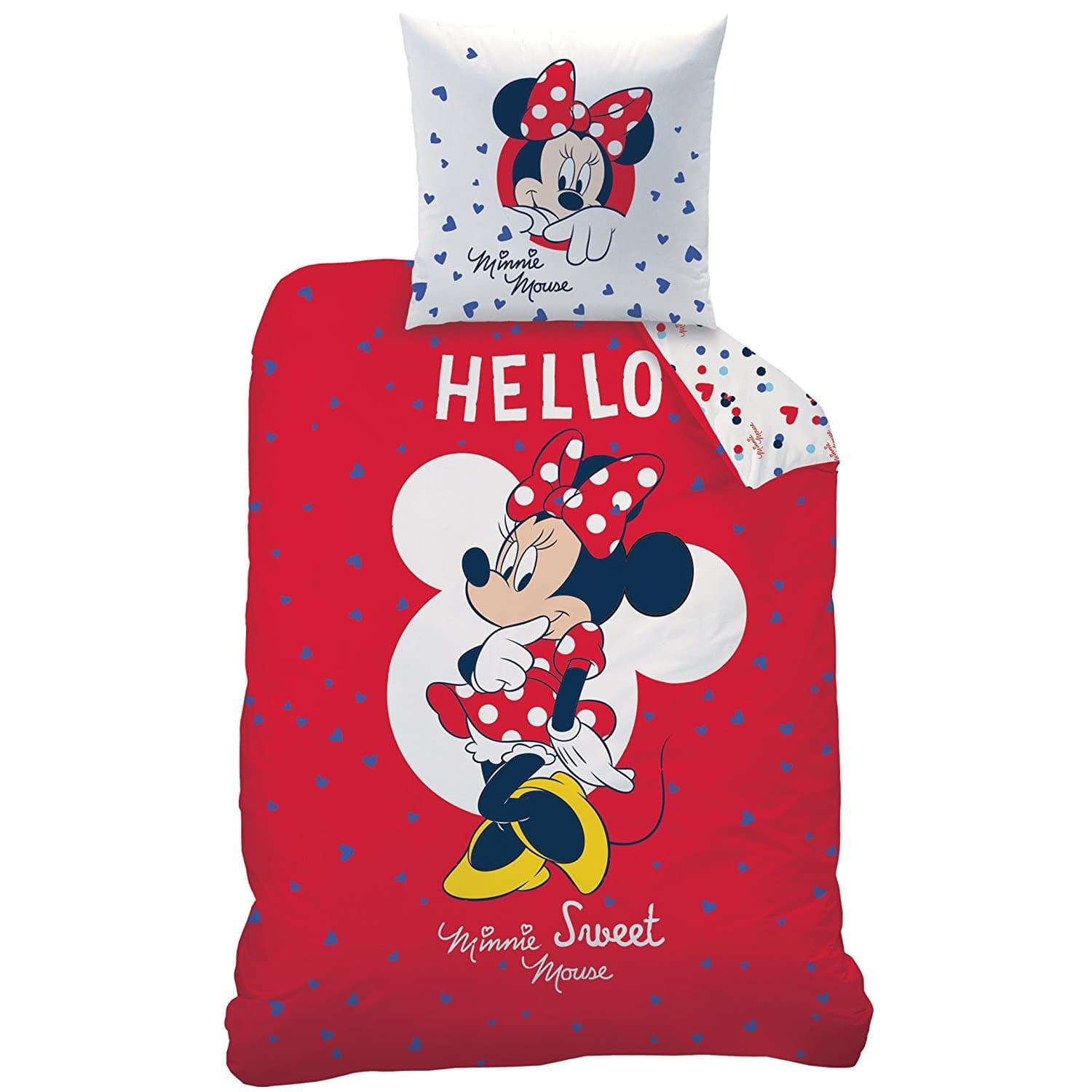 Minnie Mouse and Butterfly Single Bedding Set Hello 100% Cotton Duvet Cover Set (140 x 200 cm) + Pillowcase (63 x 63 cm)