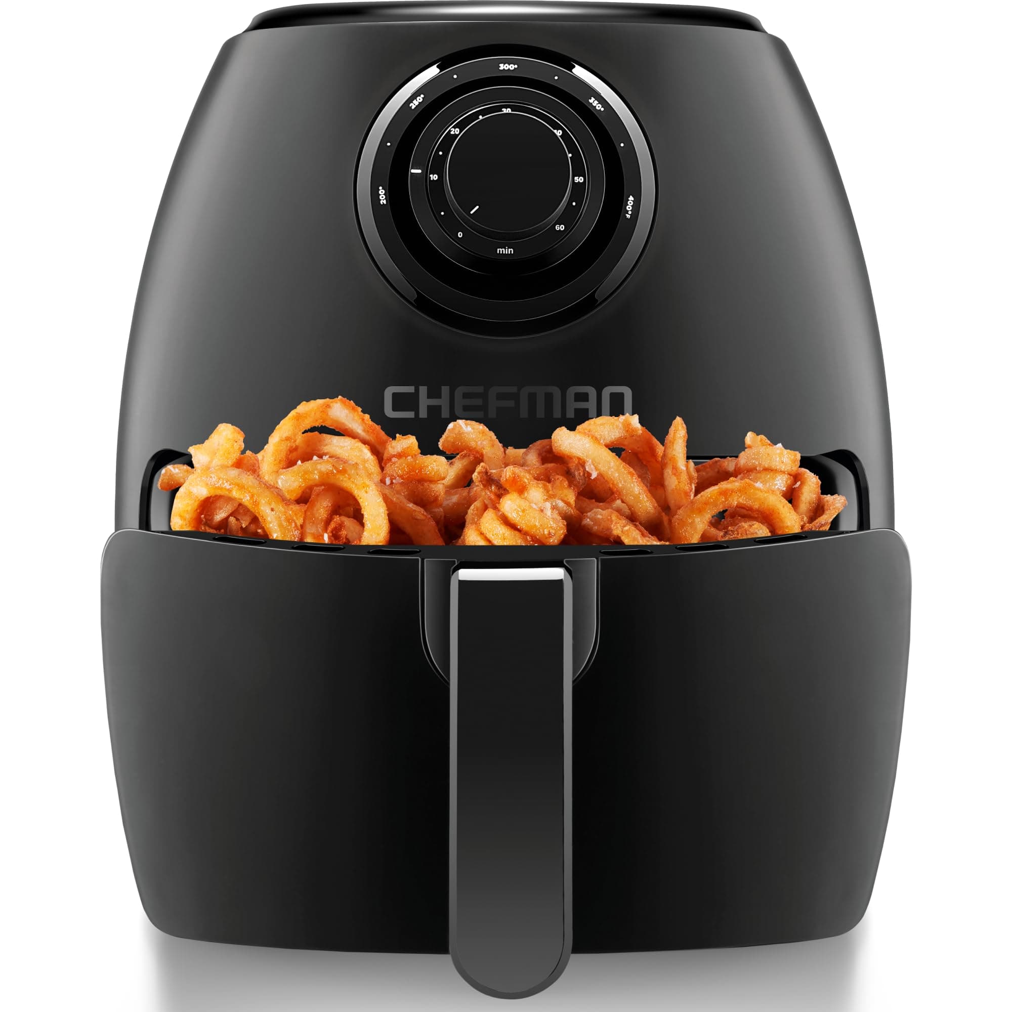 CHEFMAN Small Air Fryer Healthy Cooking, 3.6 Qt, Nonstick, User Friendly and Dual Control Temperature, w/ 60 Minute Timer & Auto Shutoff, Dishwasher Safe Basket, Matte Black, Cookbook Included