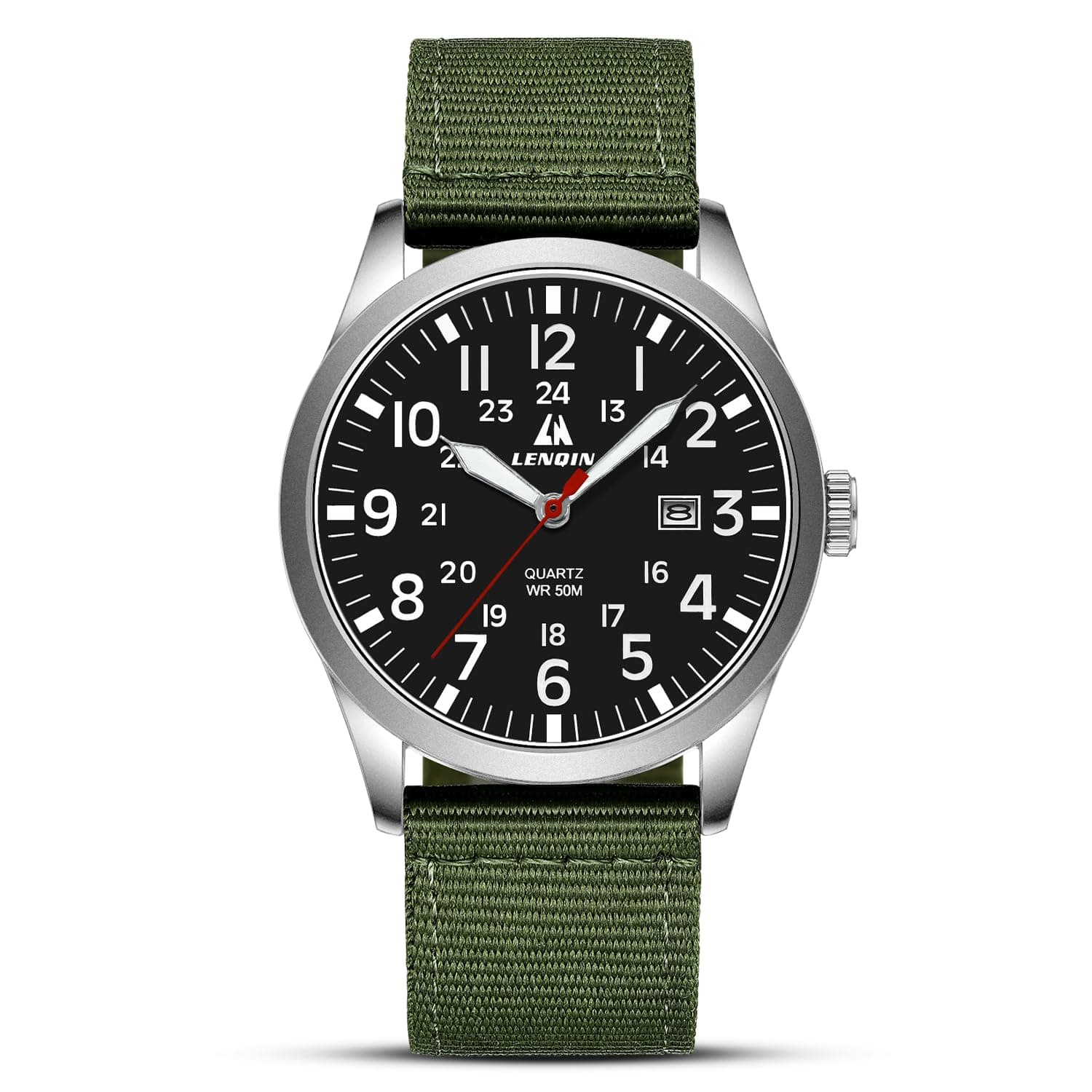LN LENQIN Mens Watches Military Watch Analog Quartz Watches for Men Army Tactical Sports Field Watch Easy Reader 38 mm Waterproof Men's Wrist Watches with Nylon Band