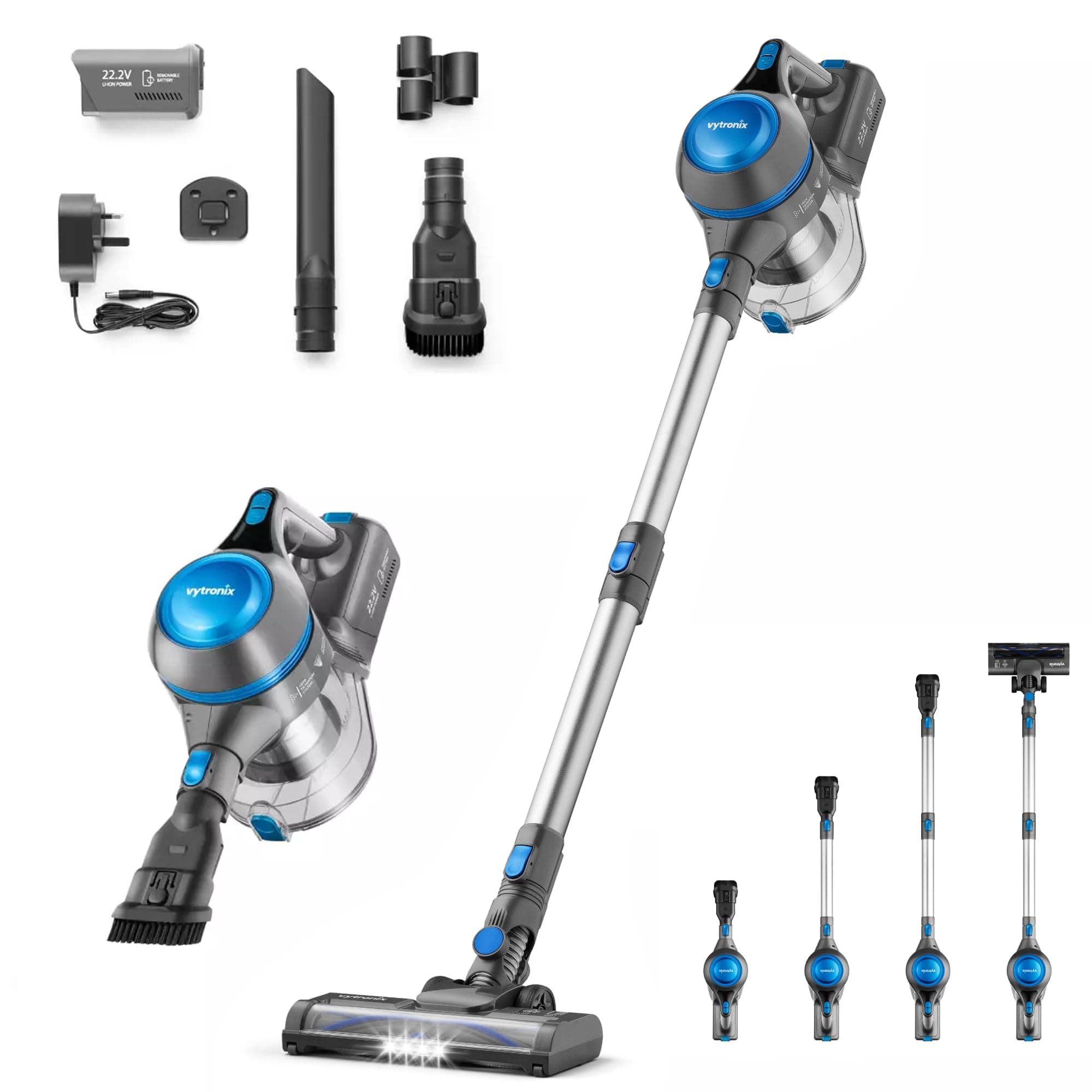 VYTRONIX 3-in-1 Cordless Vacuum Cleaner 22.2V | Powerful & Lightweight | 40 M...
