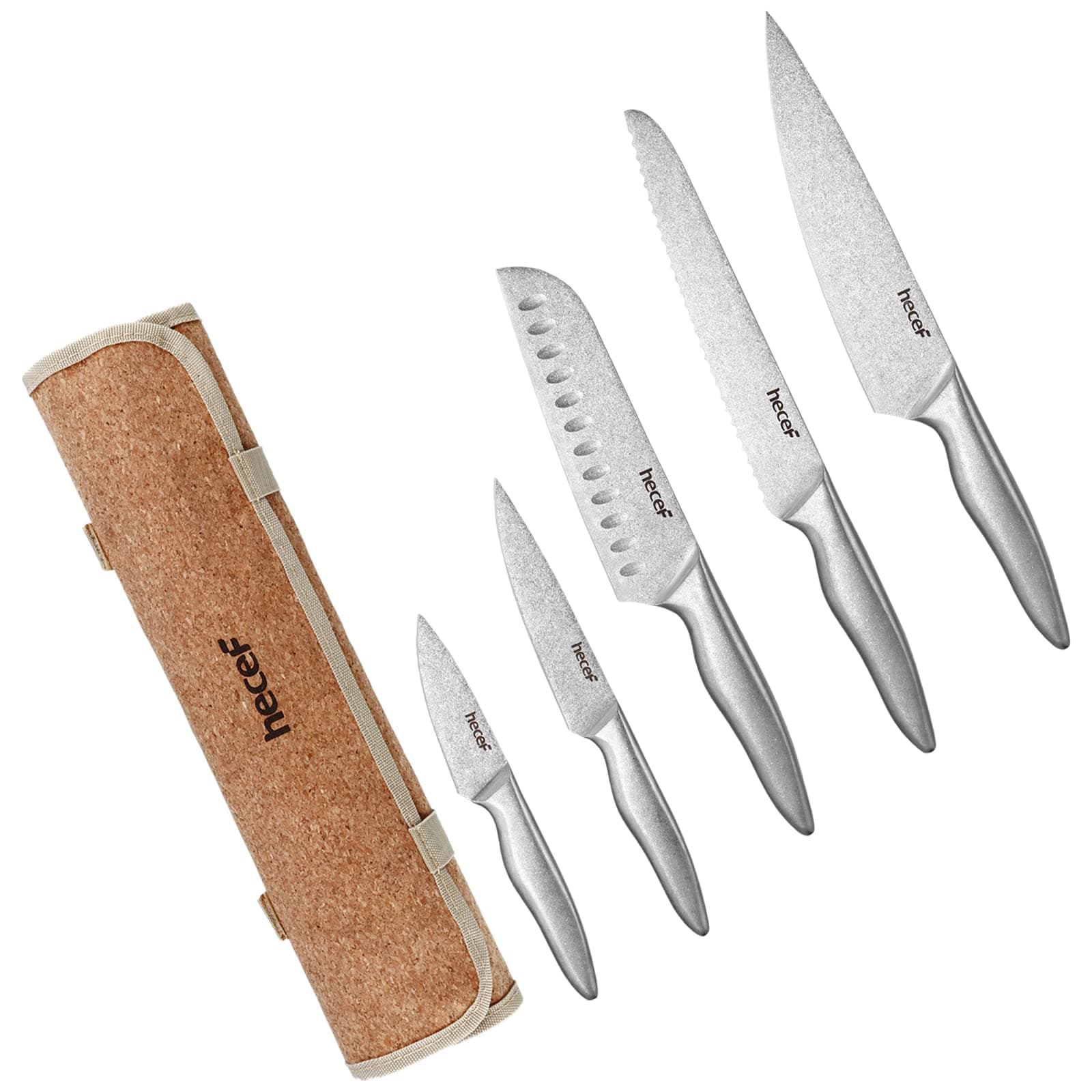 Kitchen Knife Set with Roll Bag, German High Carbon Stainless Steel Blades – Sharp Chef Knives with Sheaths, Ergonomic Handles, Ideal for Home or Professional Use