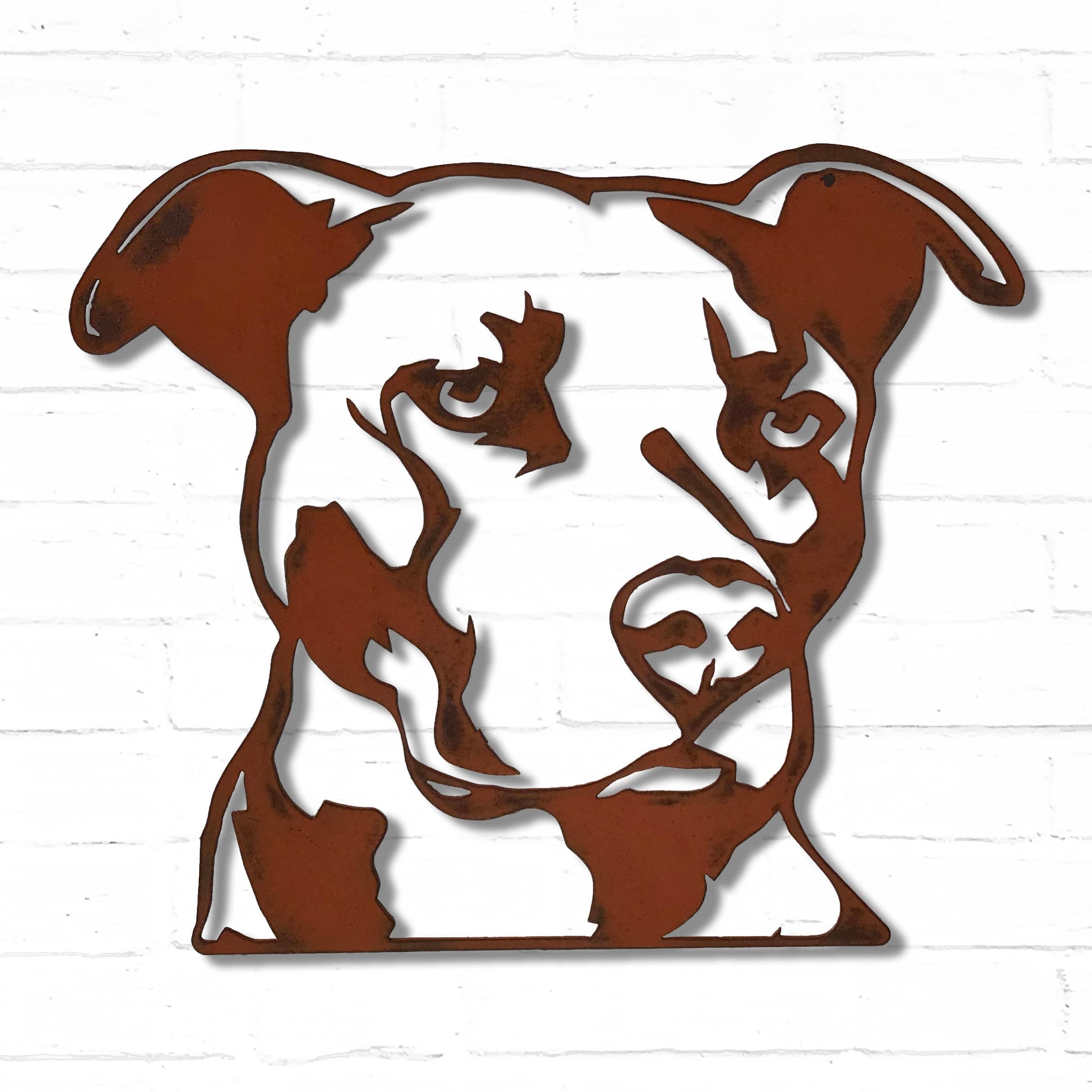 Pit Bull Bust - Metal Wall Art home decor - Handmade - Choose 17" or 23" - Choose your Patina Color, and Choose from different Dog Breeds! (see options) Canine Art
