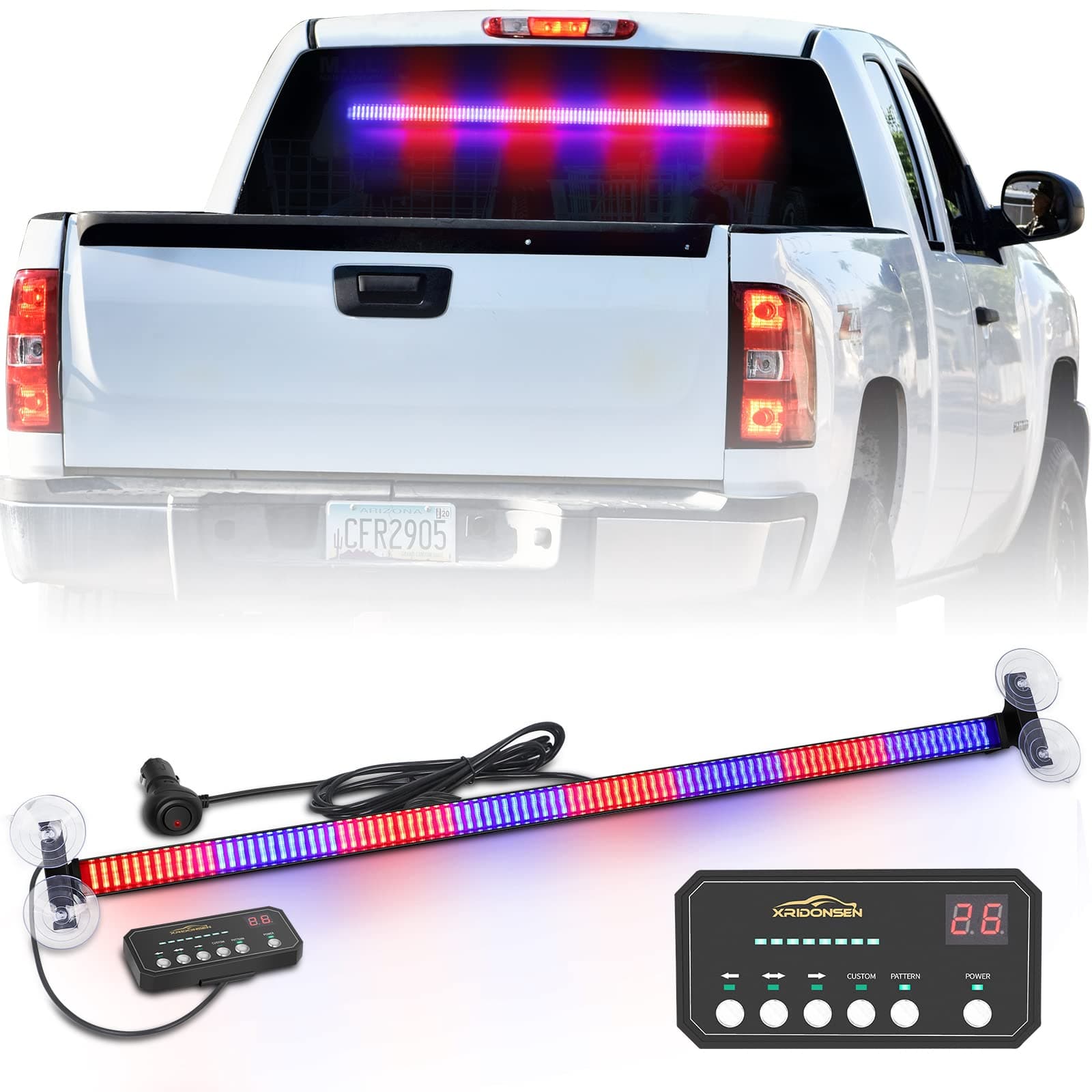 35 inch Traffic Advisor Police Light Bar 144 LED Red Blue Police Lights Emergency Strobe Warning Flashing Safety Interior Windshield w/Directional Arrow for Law Enforcement Vehicles Trucks