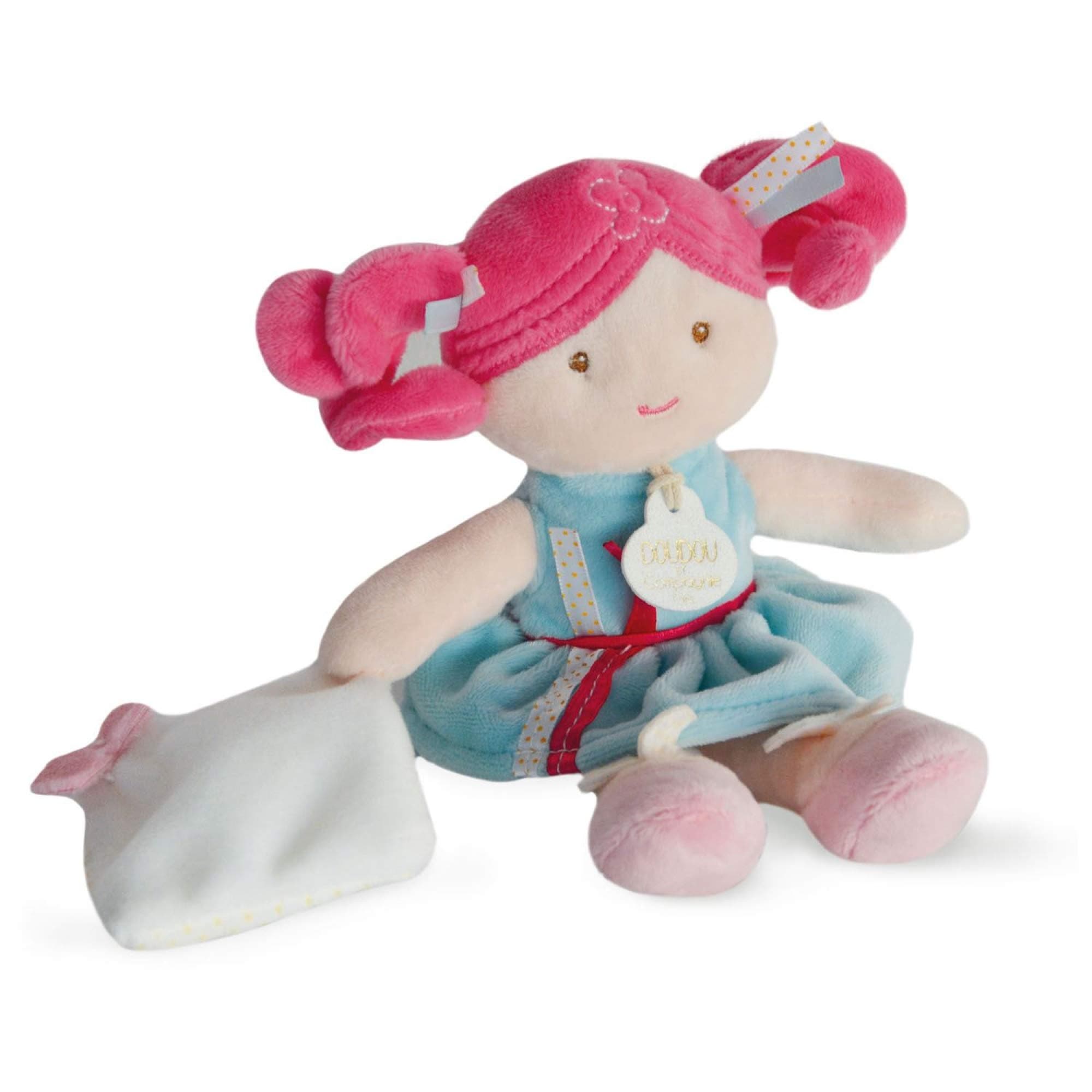 Doudou et Compagnie DC3678 21cm Plush Doll with Swing - Blue