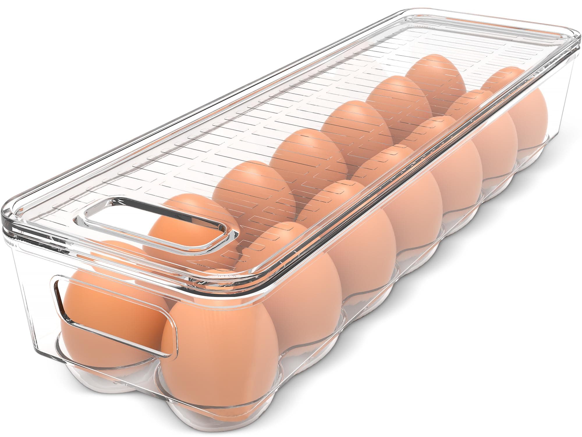 Utopia Home Egg Container For Refrigerator - 14 Egg Container With Lid & Handle, Egg Holder For Refrigerator, Egg Storage & Egg Tray (Pack of 1)