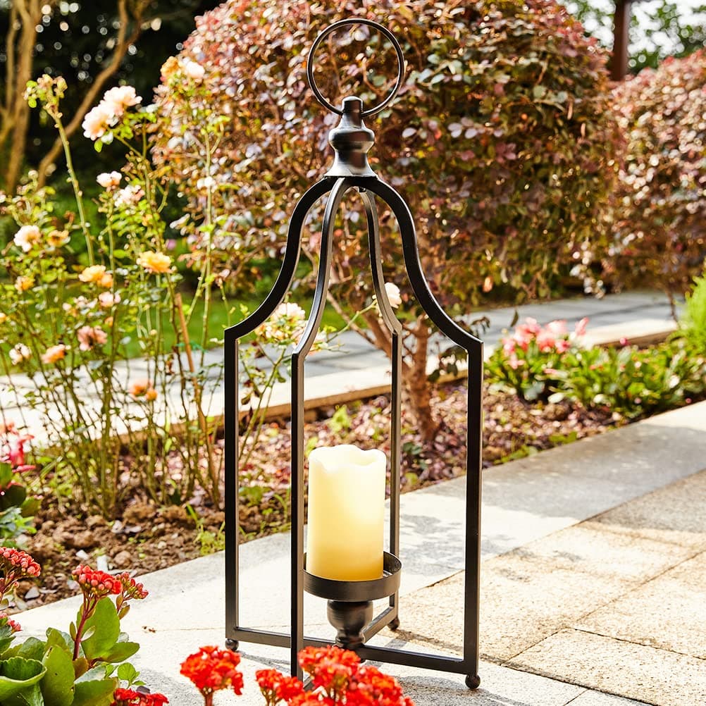 22"H Black Metal Lantern